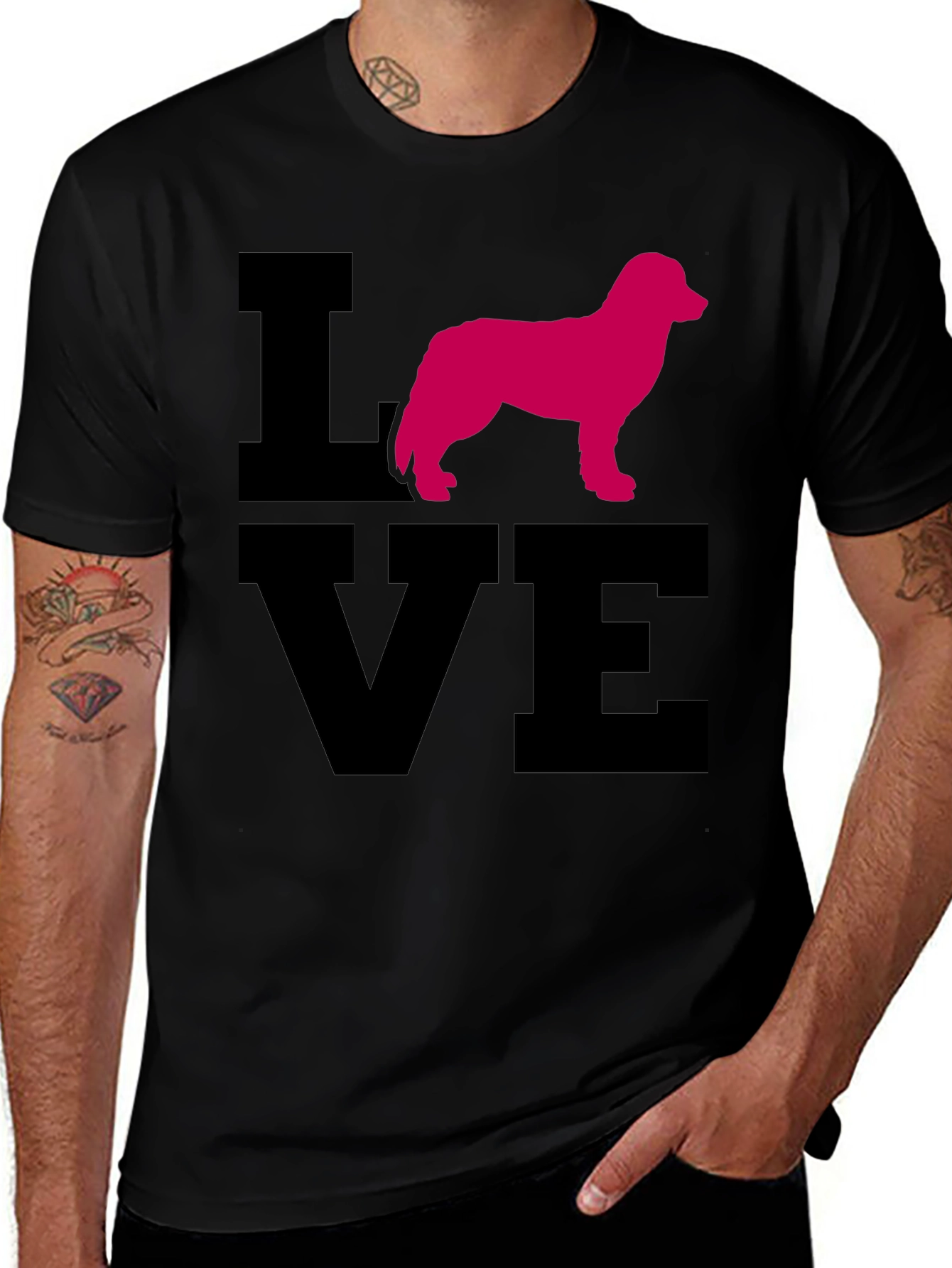 Variant 16 of Love Dog Graphic Black T-Shirt