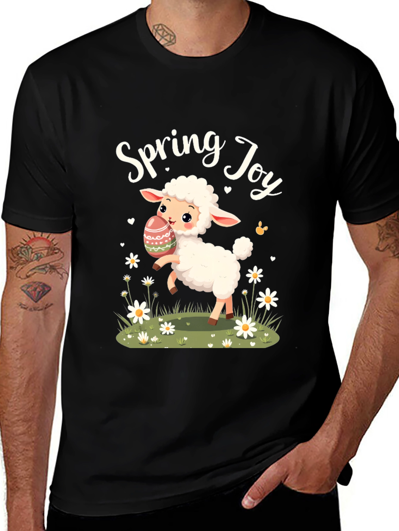 Spring Joy Easter Lamb Graphic T-Shirt