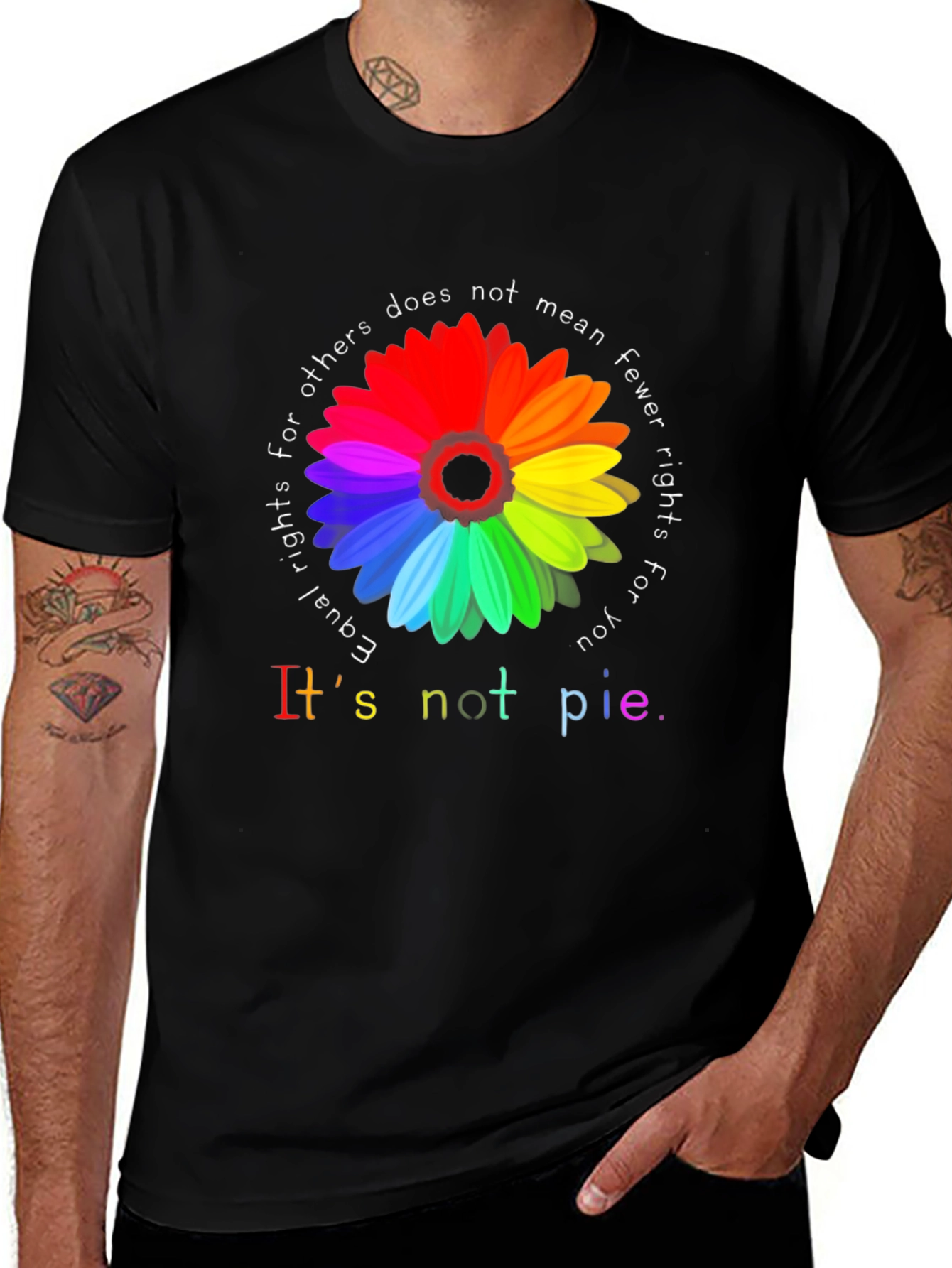 Variant 8 of Equality Rights Rainbow Flower Graphic Tee