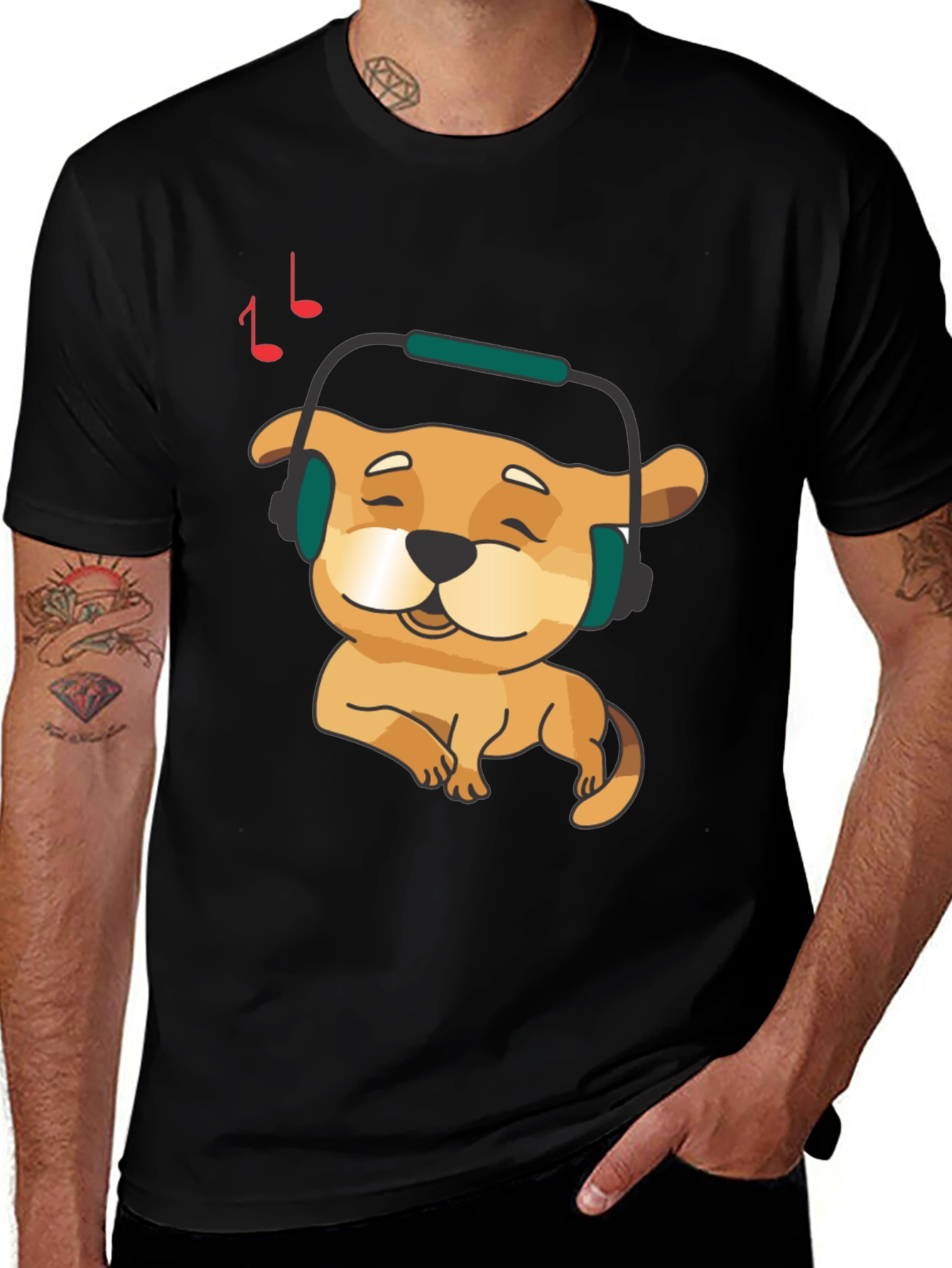 Variant 22 of Dog with Headphones Graphic T-Shirt