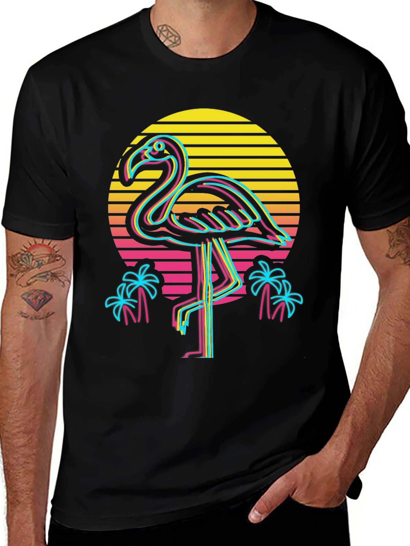 Variant 15 of Retro Flamingo T-Shirt - Neon Design