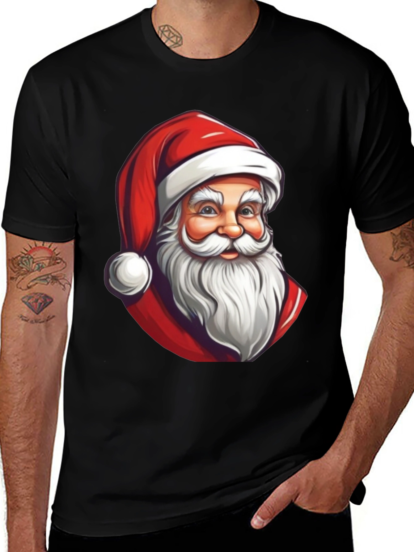 Santa Claus Graphic T-Shirt - Holiday Festive Wear