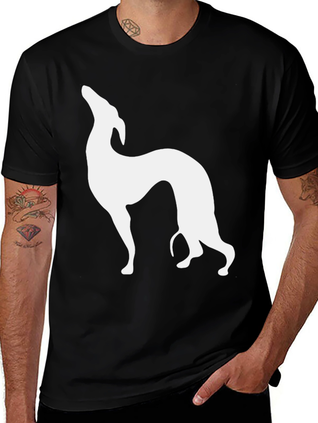 Greyhound Silhouette Black T-Shirt