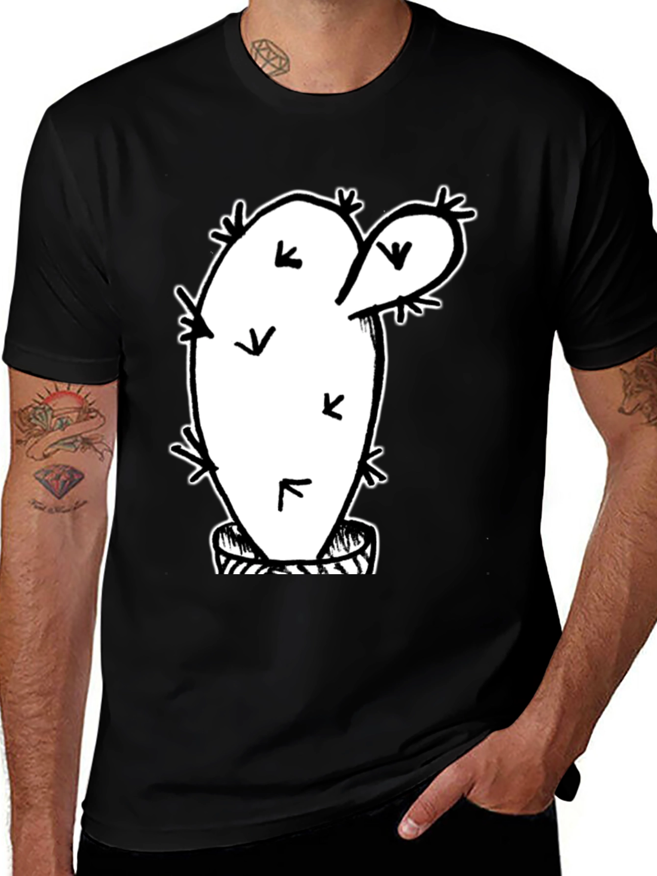 Black Cactus Graphic T-Shirt - Trendy Black Tee main image