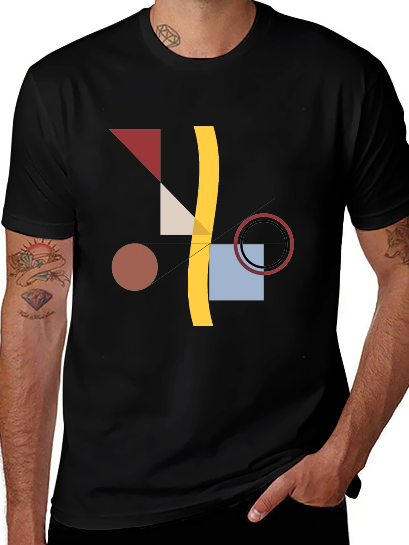 Variant 21 of Modern Geometric Art Print Black T-Shirt
