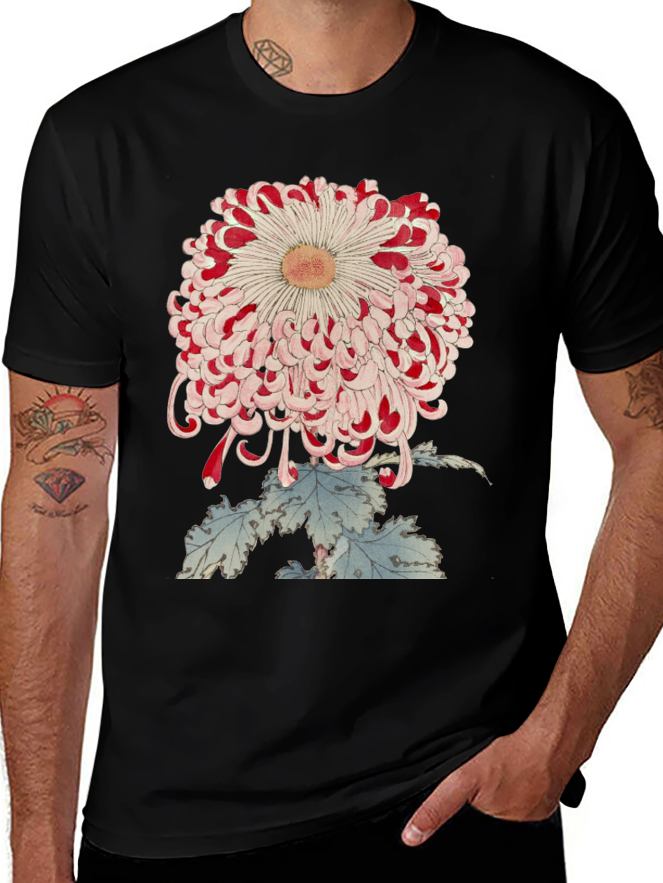 Chrysanthemum Graphic Tee - Floral Art T-Shirt
