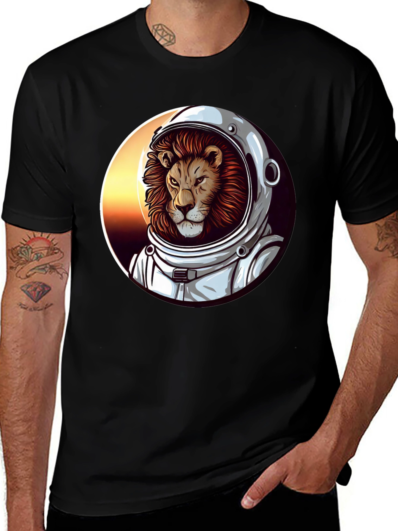 Variant 3 of Lion Astronaut Graphic Tee - Black T-Shirt