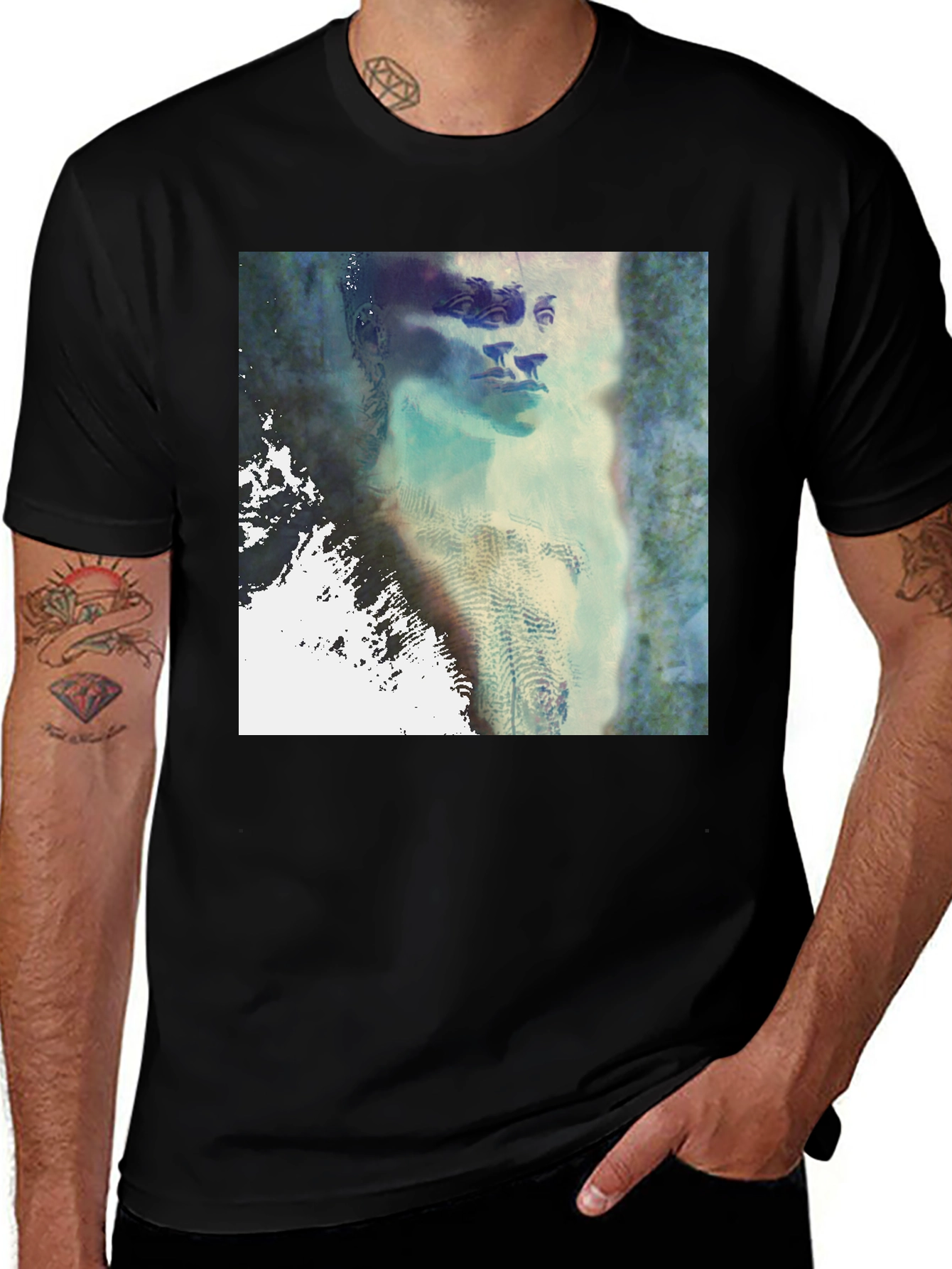 Variant 17 of Abstract Art Print Men's Black T-Shirt