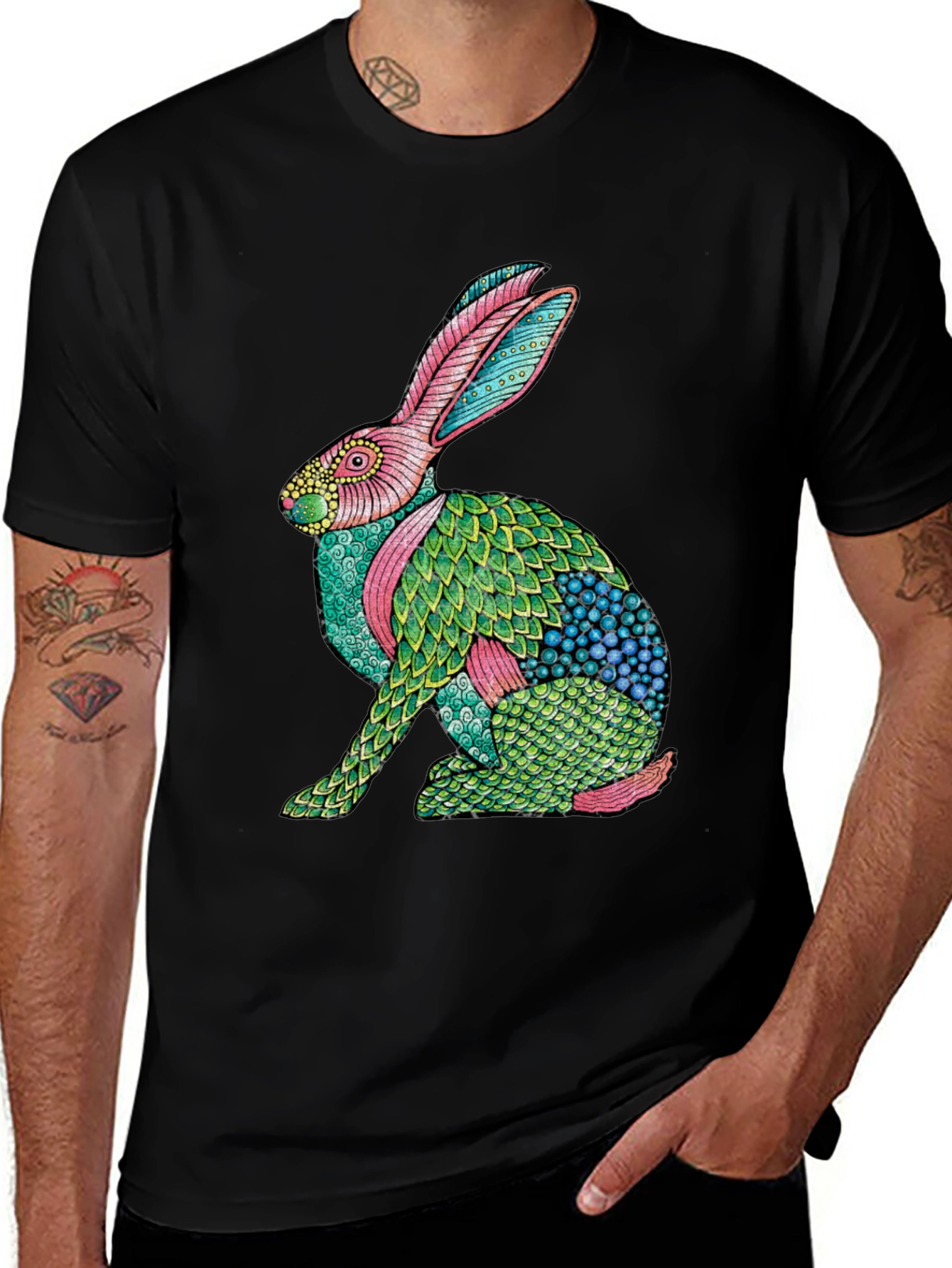 Variant 24 of Psychedelic Rabbit Graphic Tee