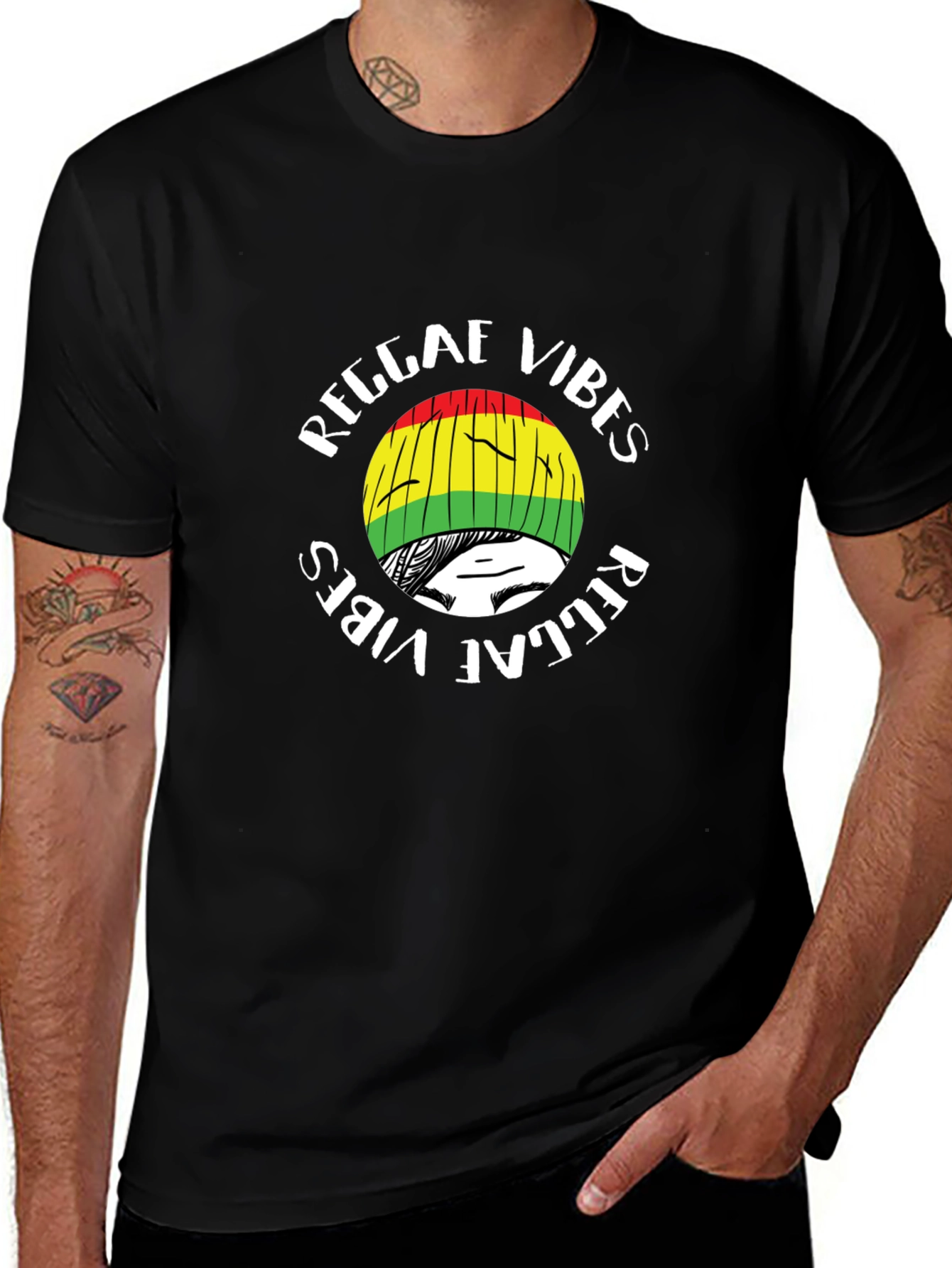 Black Reggae Vibes Graphic T-Shirt - Black main image