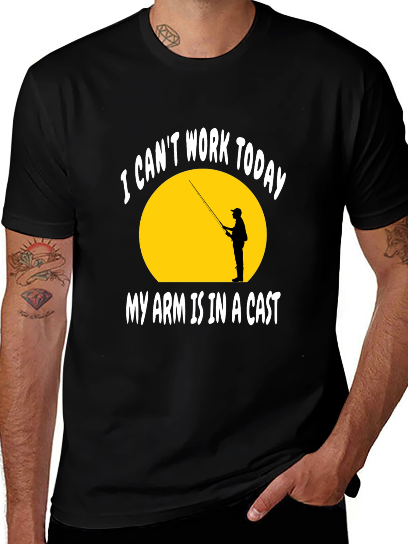 Variant 11 of Funny Fishing T-Shirt - My Arm Is In A Cast