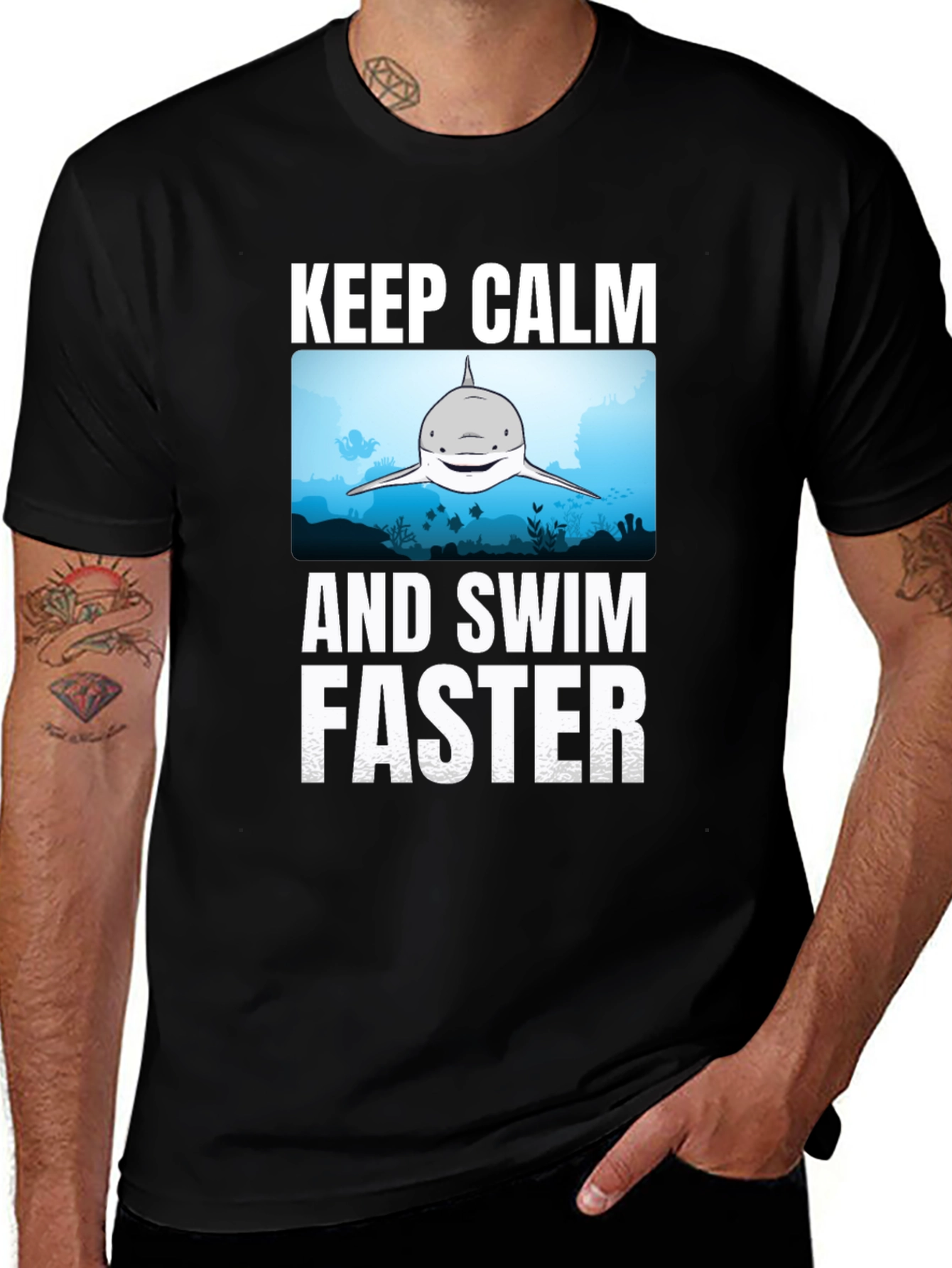 Variant 20 of Keep Calm Shark Graphic T-Shirt - Funny Ocean Tee