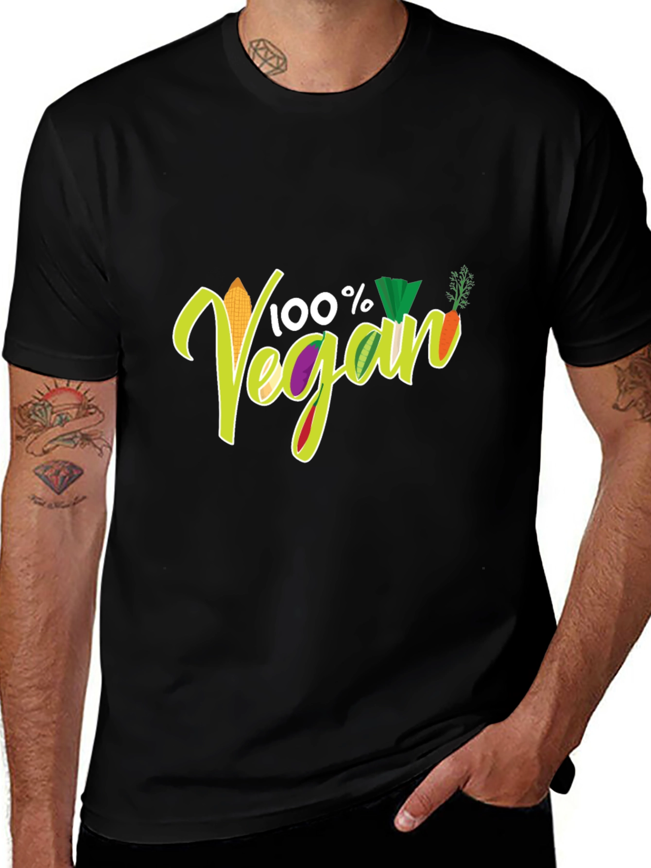 Variant 13 of 100% Vegan T-Shirt, Black Cotton Tee