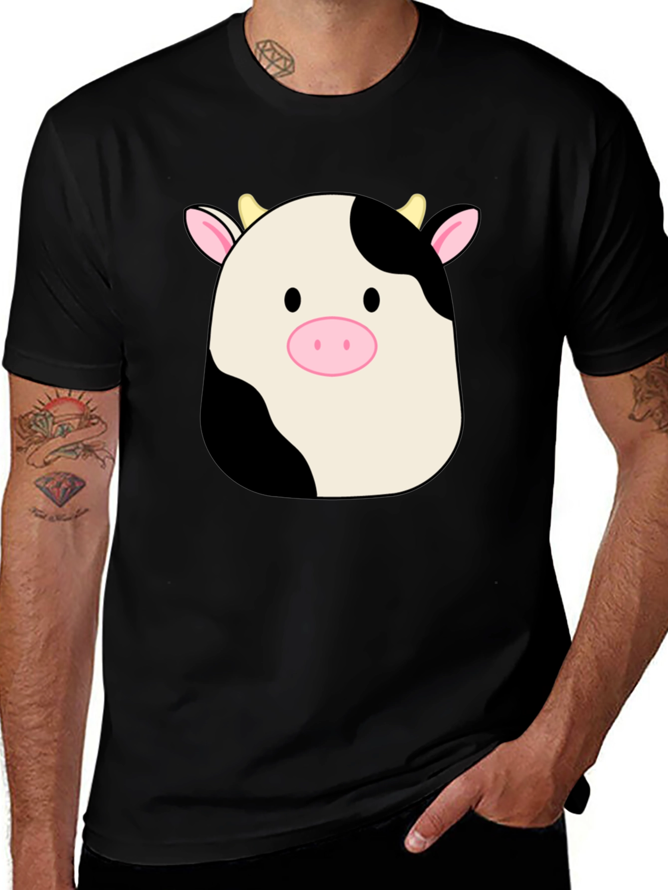 Variant 6 of Cow Graphic Black T-Shirt - Unisex