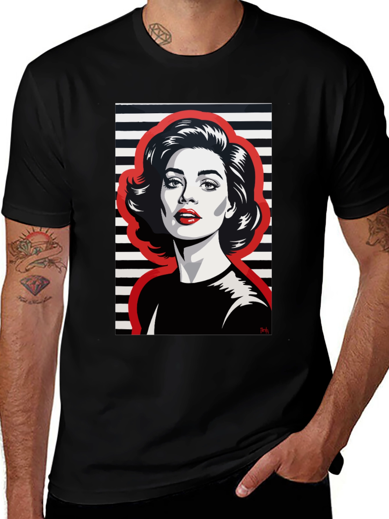 Variant 24 of Retro Woman Graphic Tee - Black