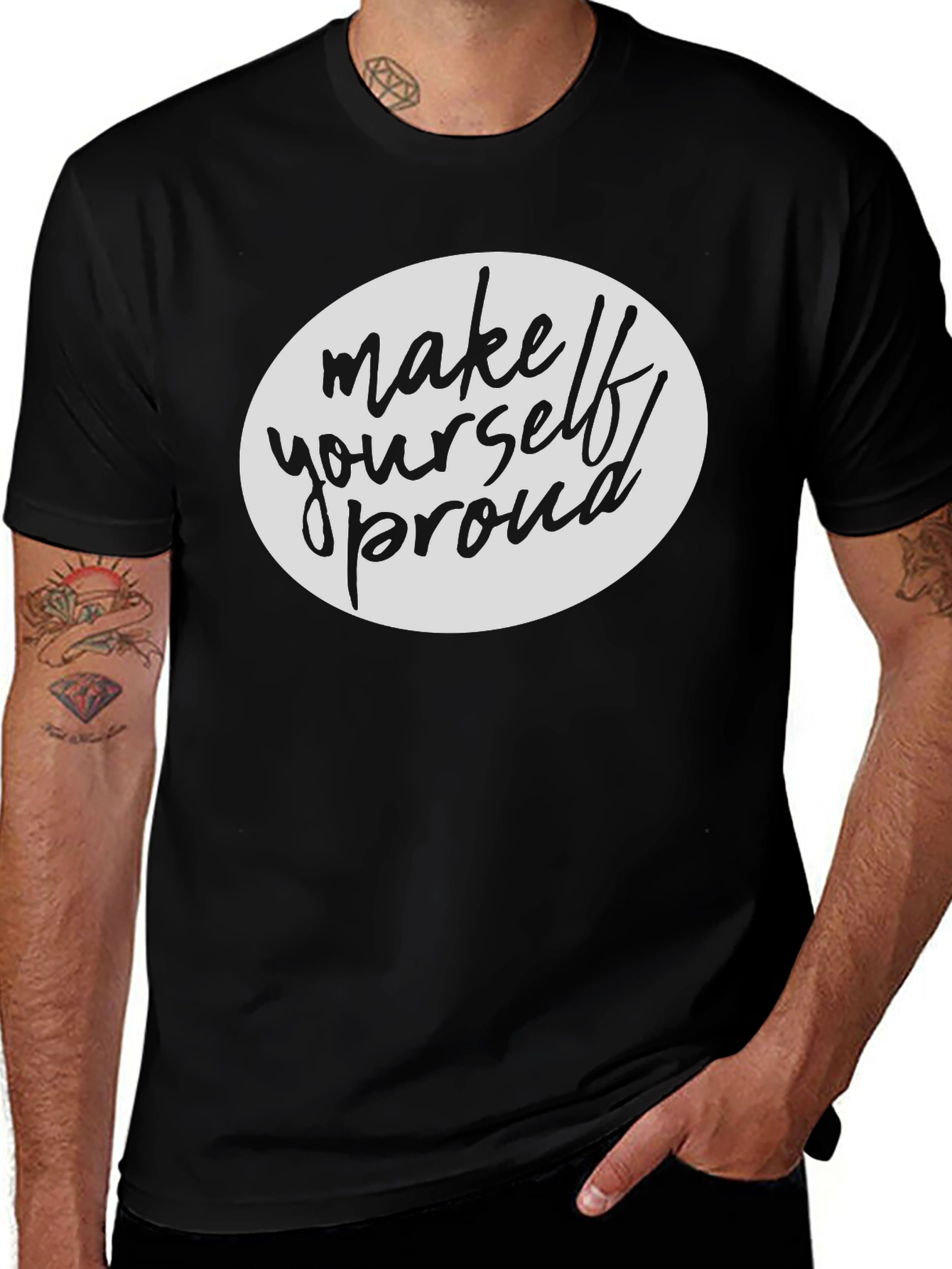 Variant 4 of Make Yourself Proud Black Graphic Tee Shirt
