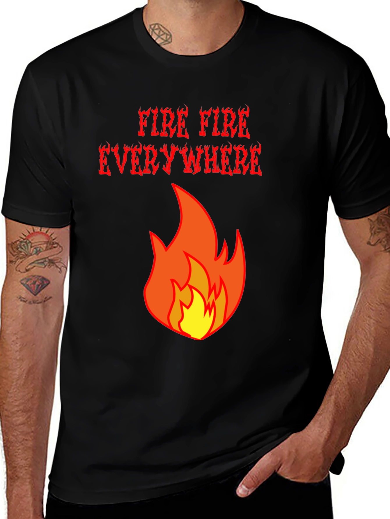 Variant 8 of Fire Everywhere Graphic Tee - Black Cotton T-Shirt