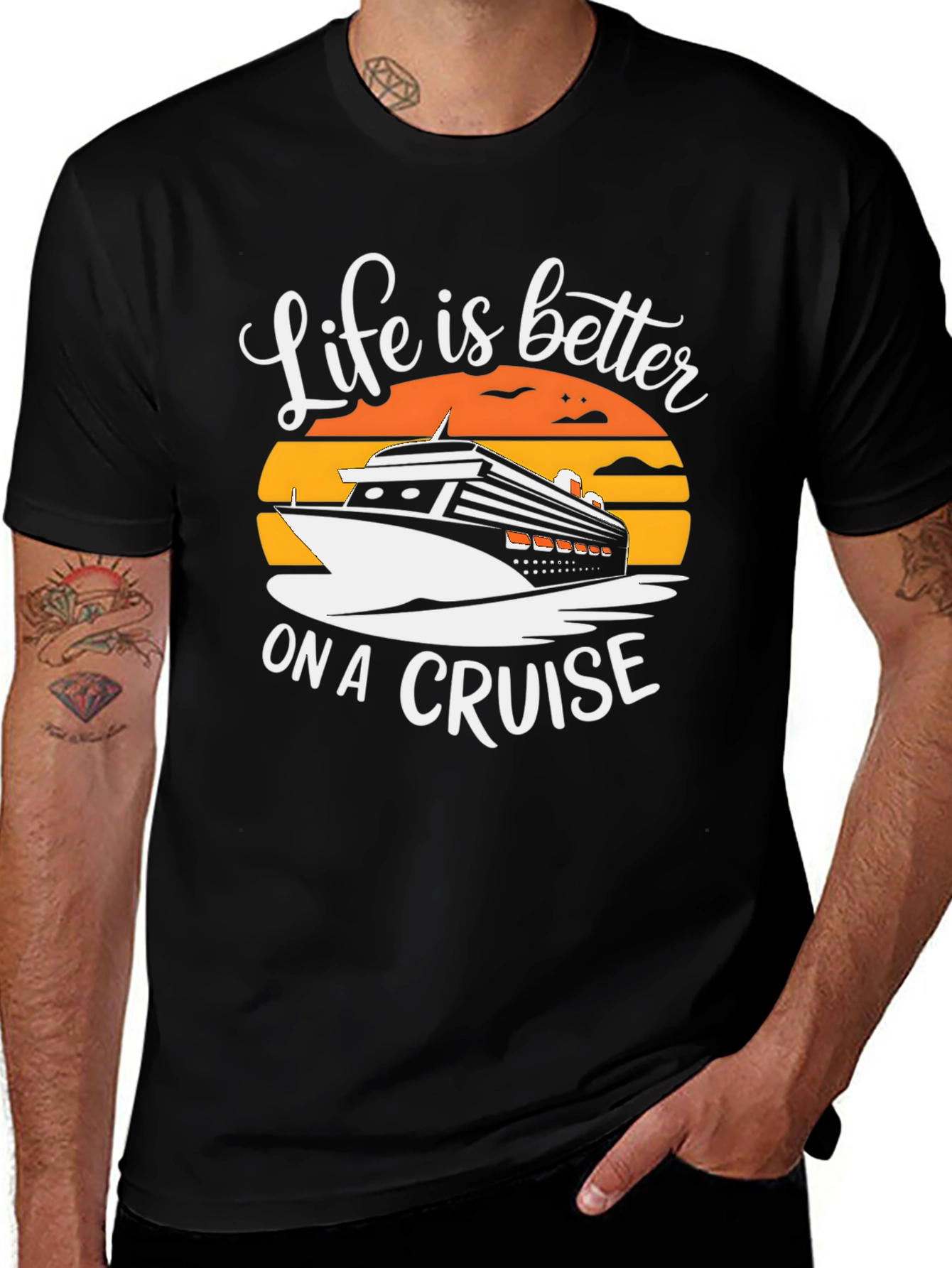 Variant 20 of Life is Better on a Cruise Black T-Shirt