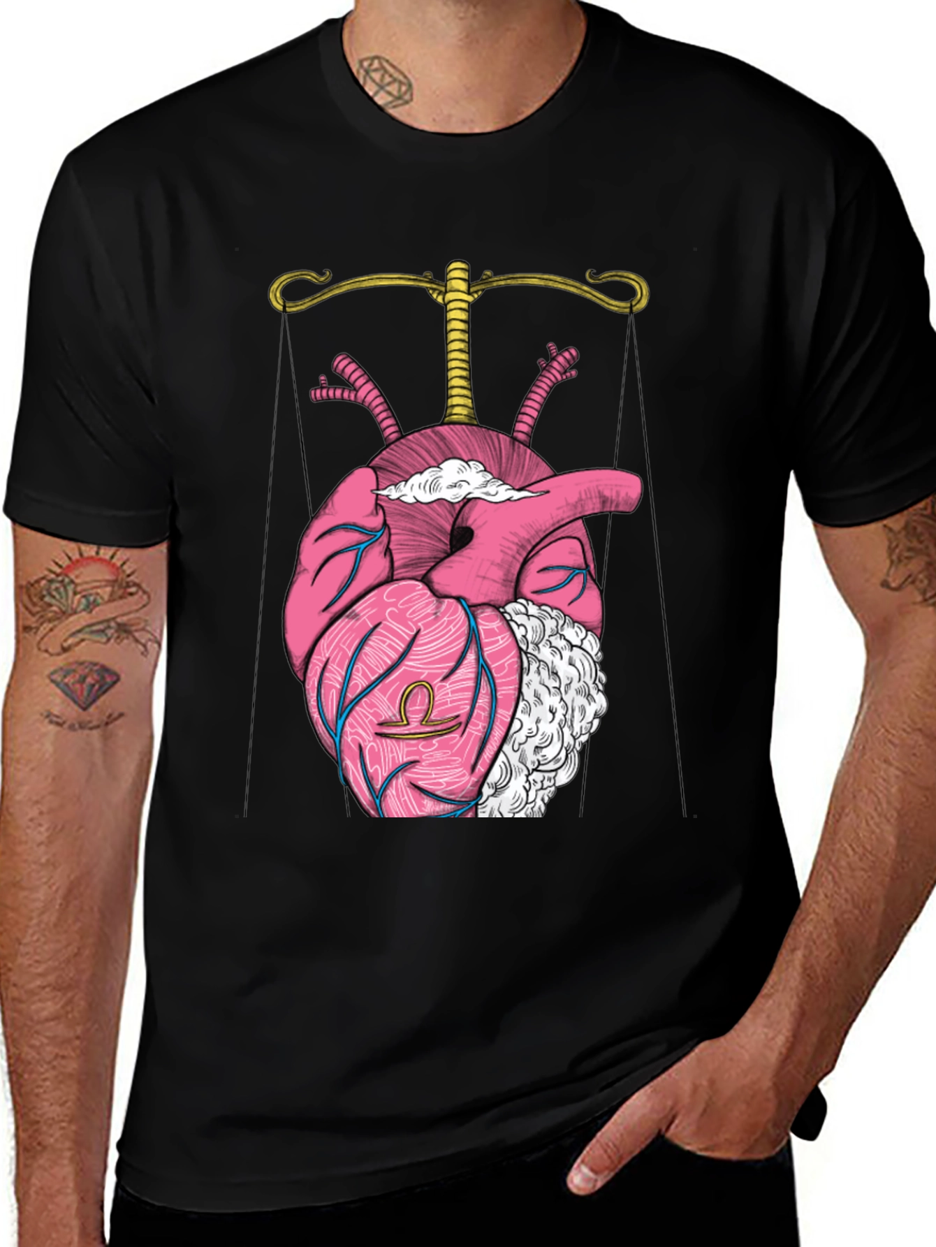 Variant 18 of Libra Heart Graphic Tee - Stylish Black T-Shirt
