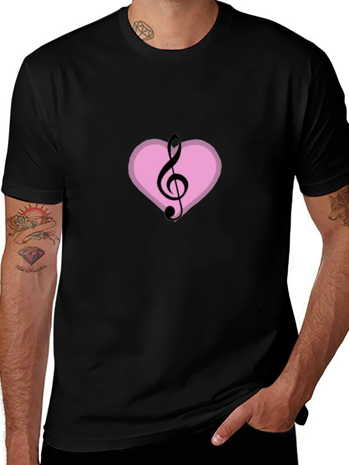 Variant 22 of Musical Heart T-Shirt - Black Graphic Tee