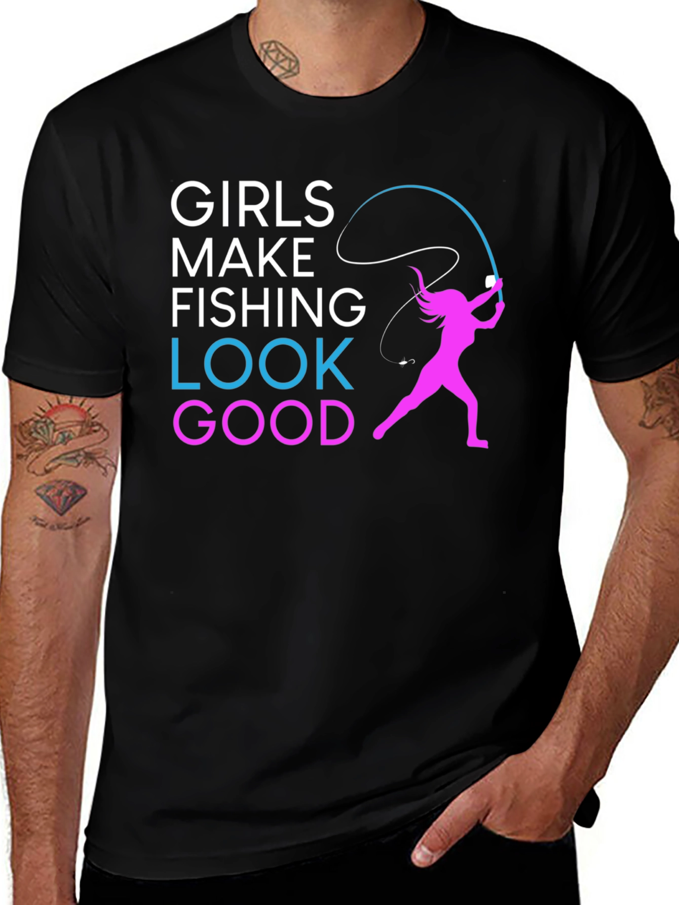 Variant 23 of Girls Make Fishing Look Good T-Shirt