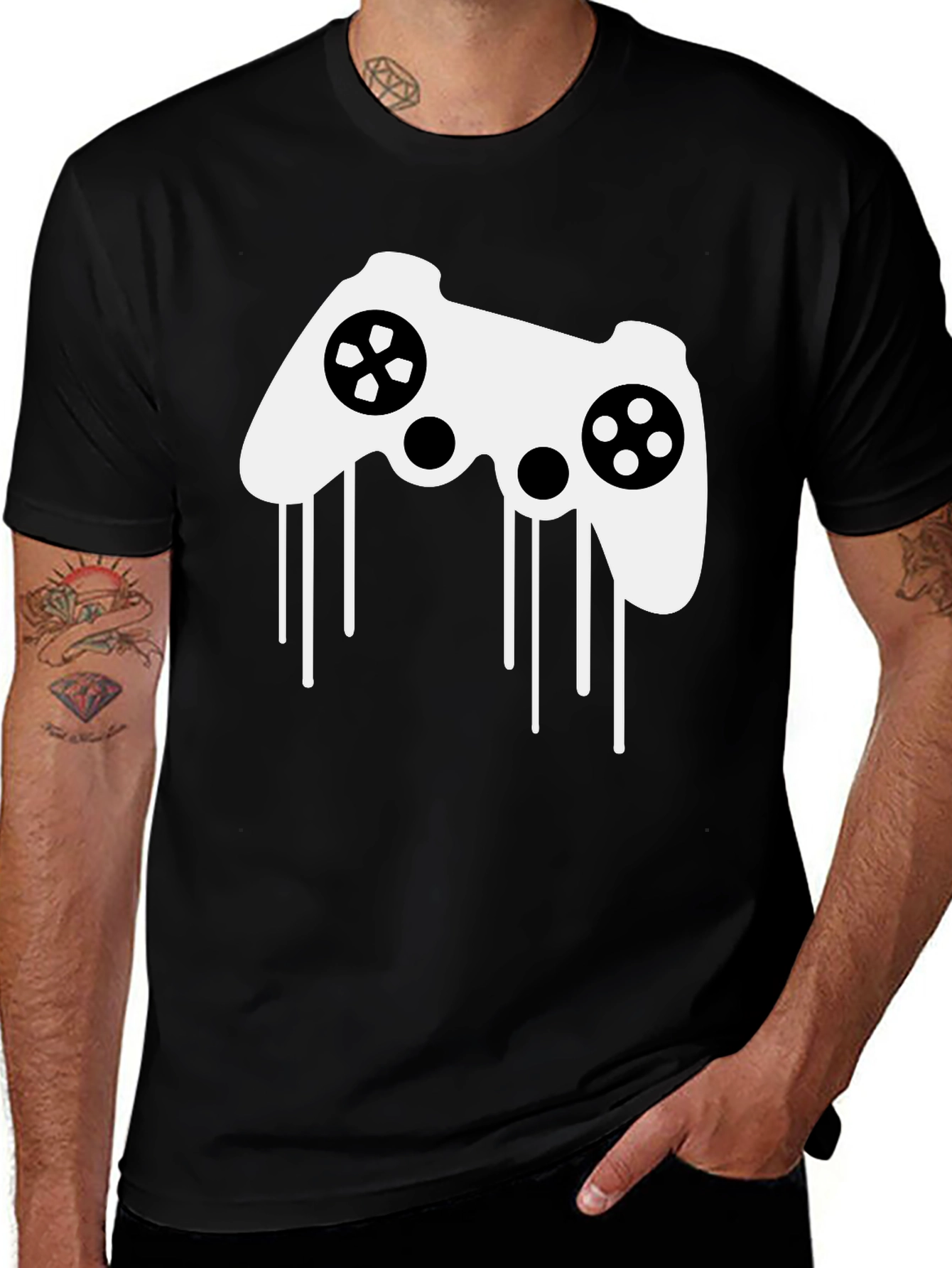 Variant 8 of Dripping Game Controller Graphic Tee - Black