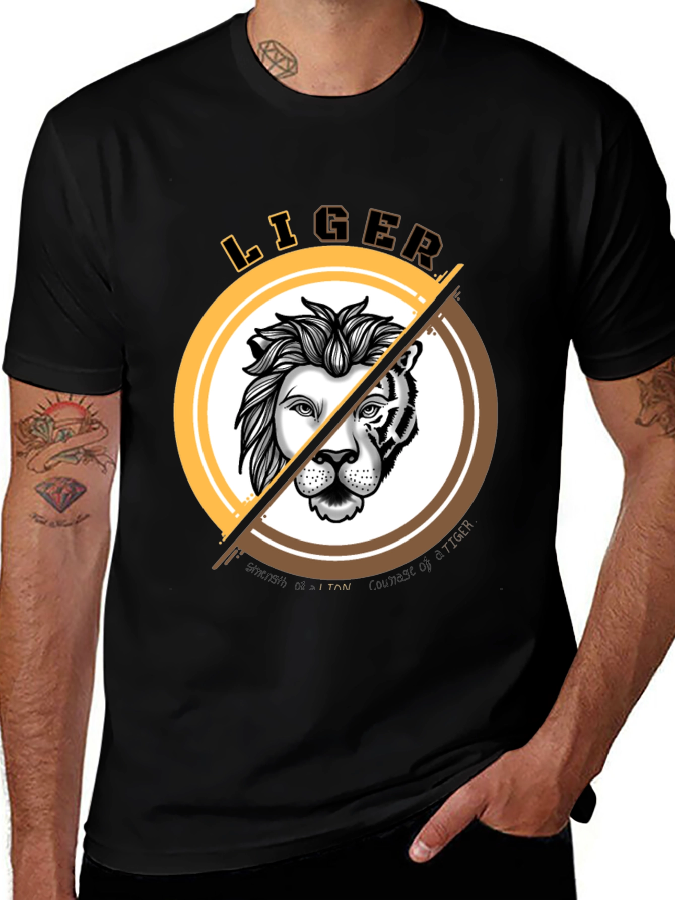 Variant 9 of LIGER Graphic Print T-Shirt - Lion & Tiger Hybrid Design