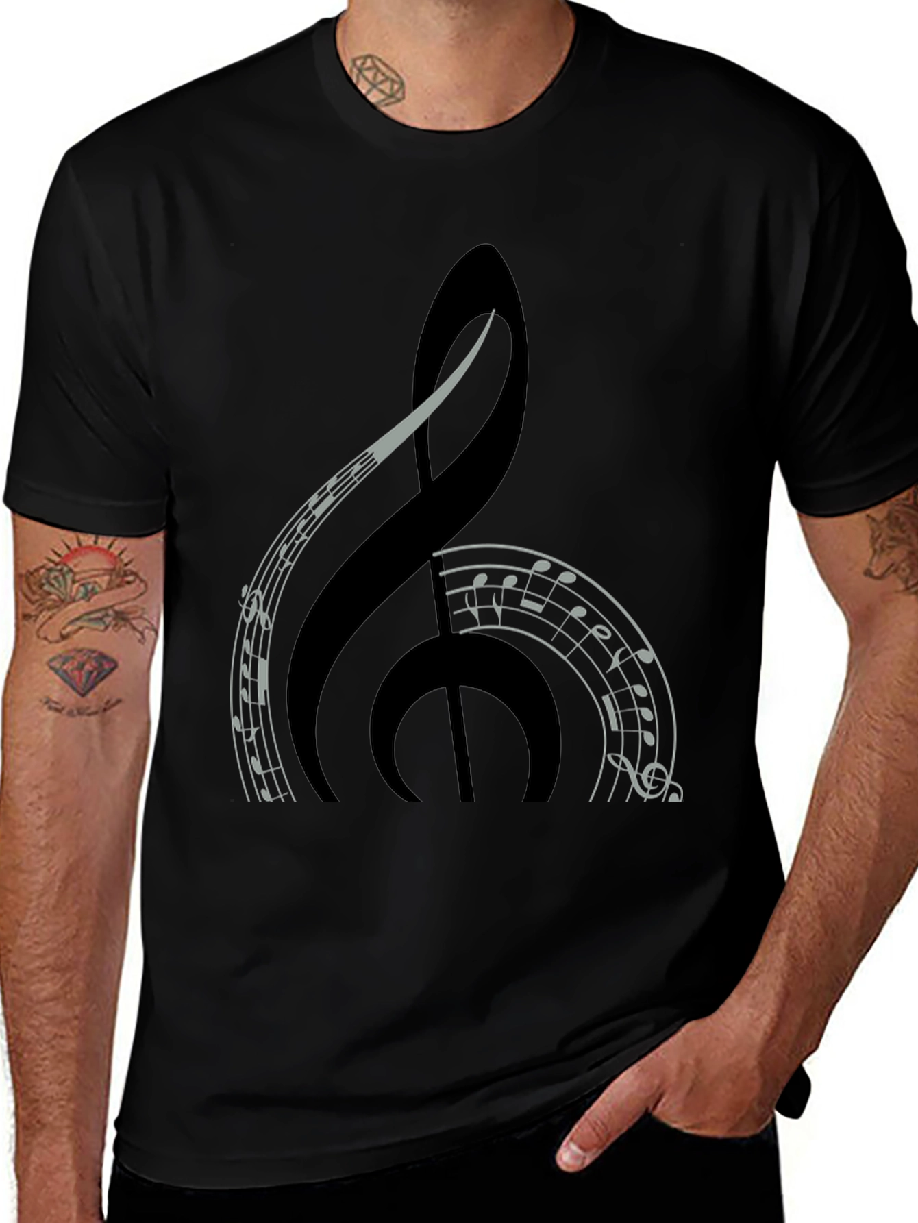 Variant 11 of Music Treble Clef Graphic Tee - Black