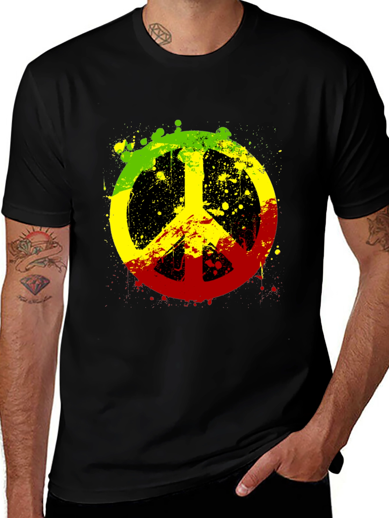 Variant 28 of Rasta Peace Sign Graphic T-Shirt