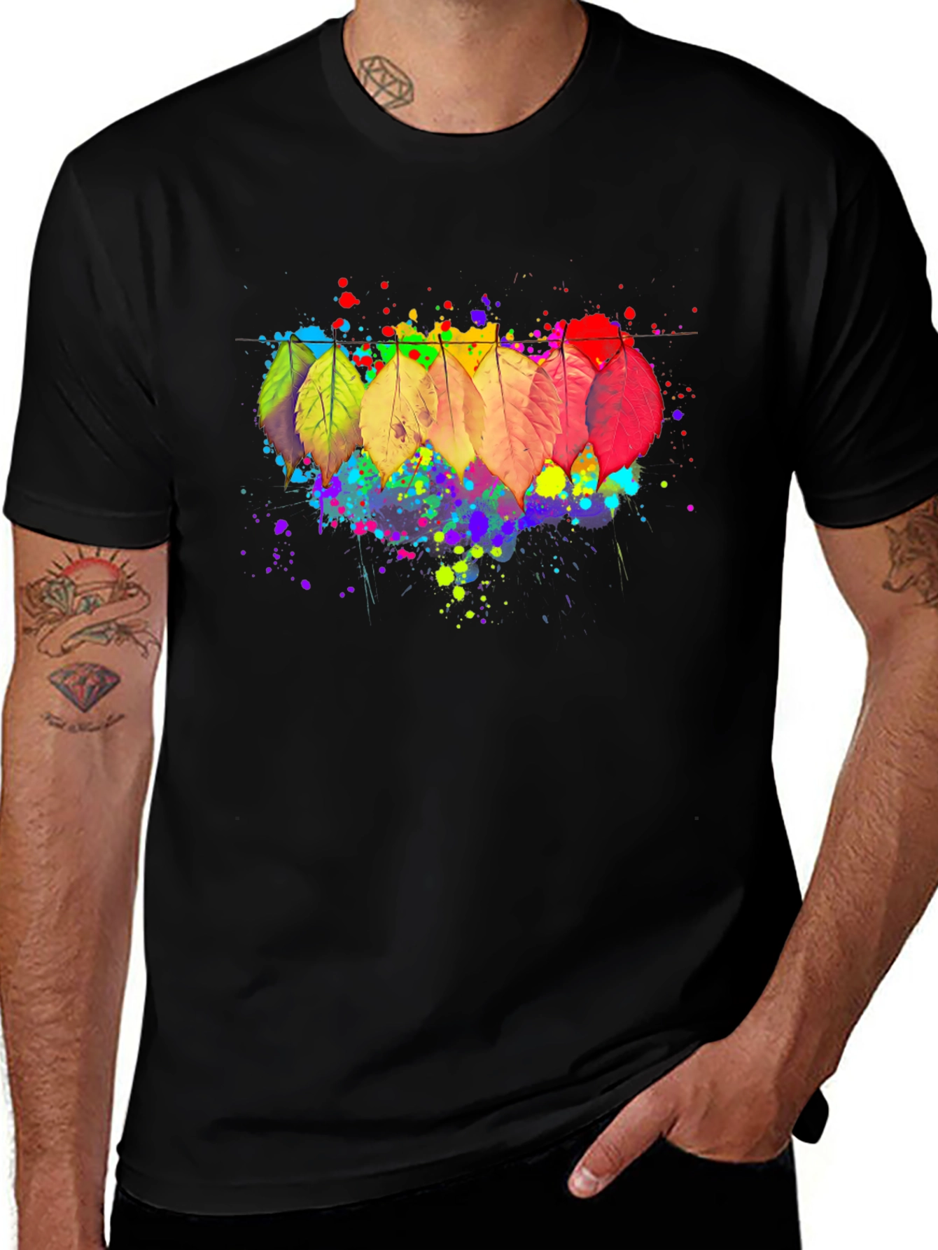 Variant 26 of Colorful Leaves Graphic Print Tee