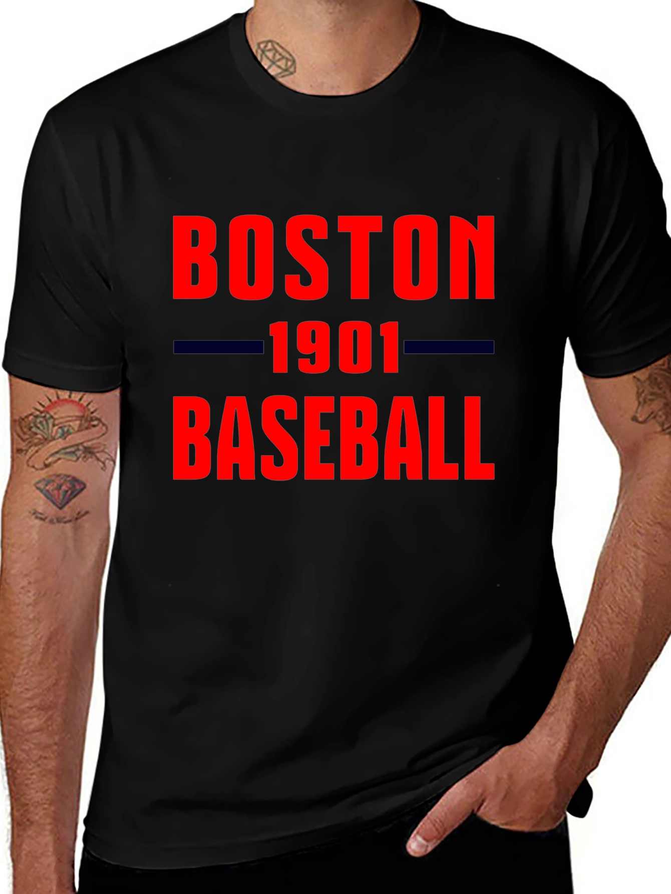 Variant 2 of Boston Baseball 1901 Black T-Shirt