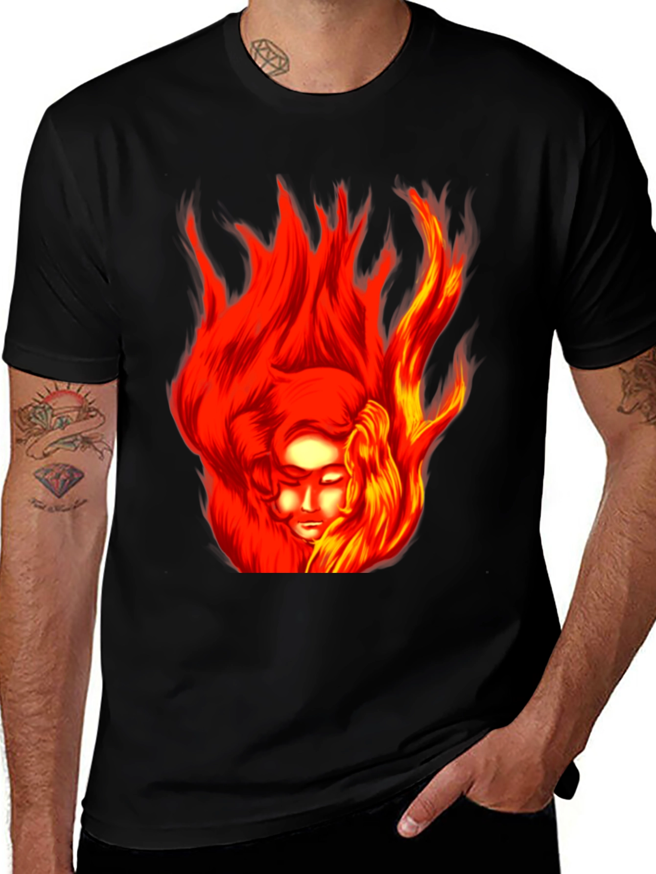 Variant 20 of Fiery Portrait Graphic Tee - Unique Unisex Design