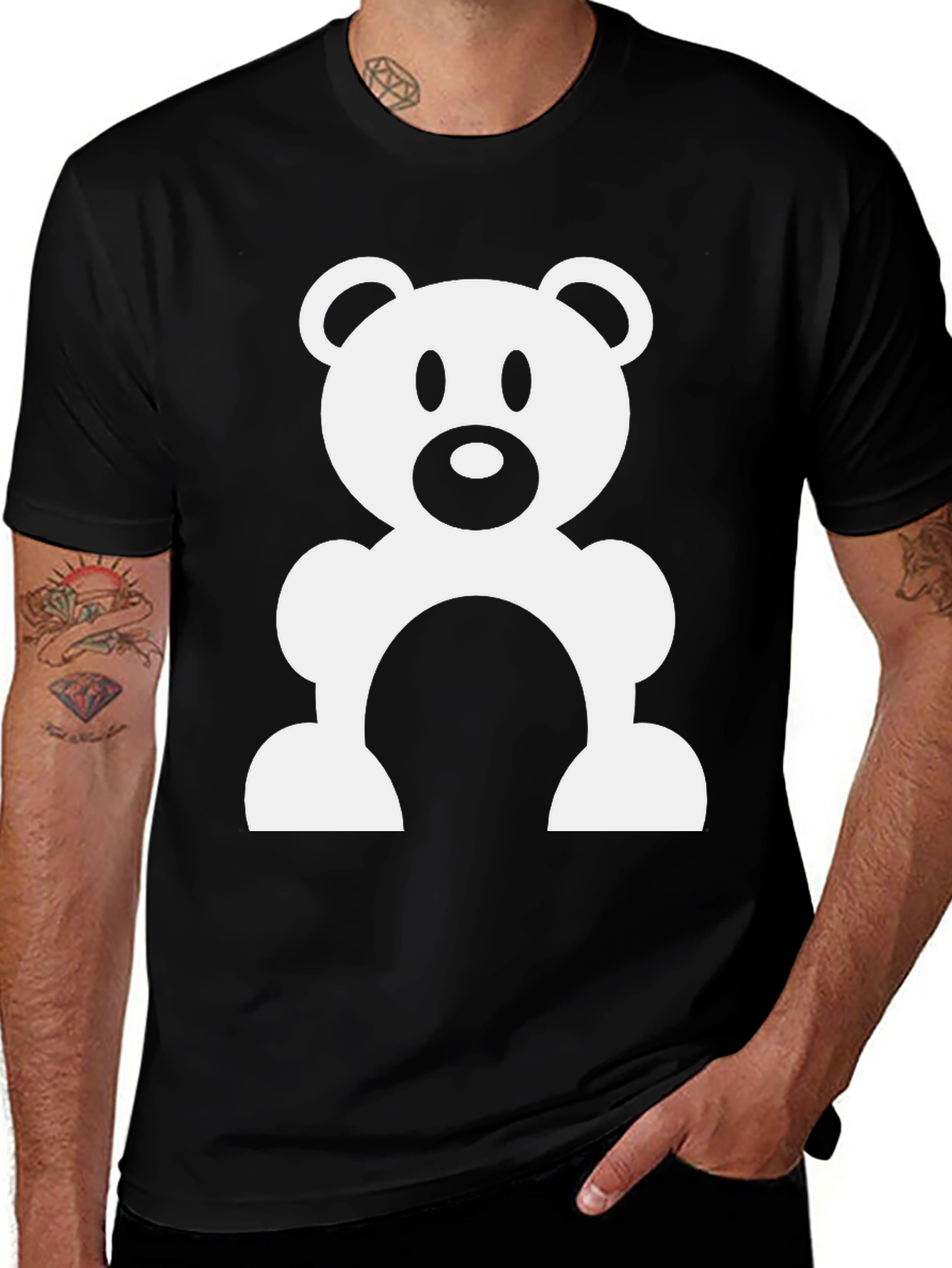 Variant 13 of Cute Teddy Bear Graphic Black T-Shirt