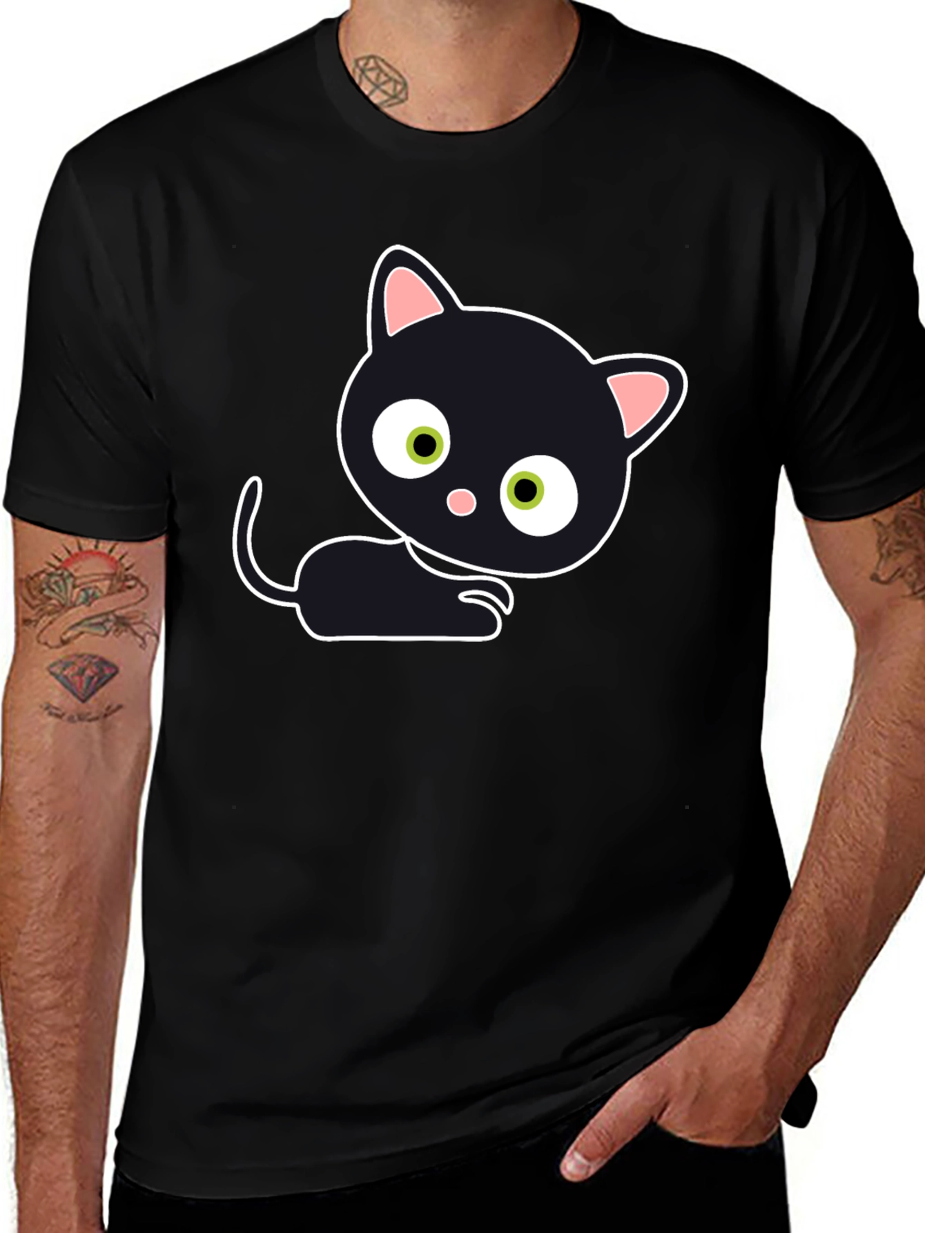 Variant 27 of Cute Cartoon Black Cat Graphic T-Shirt