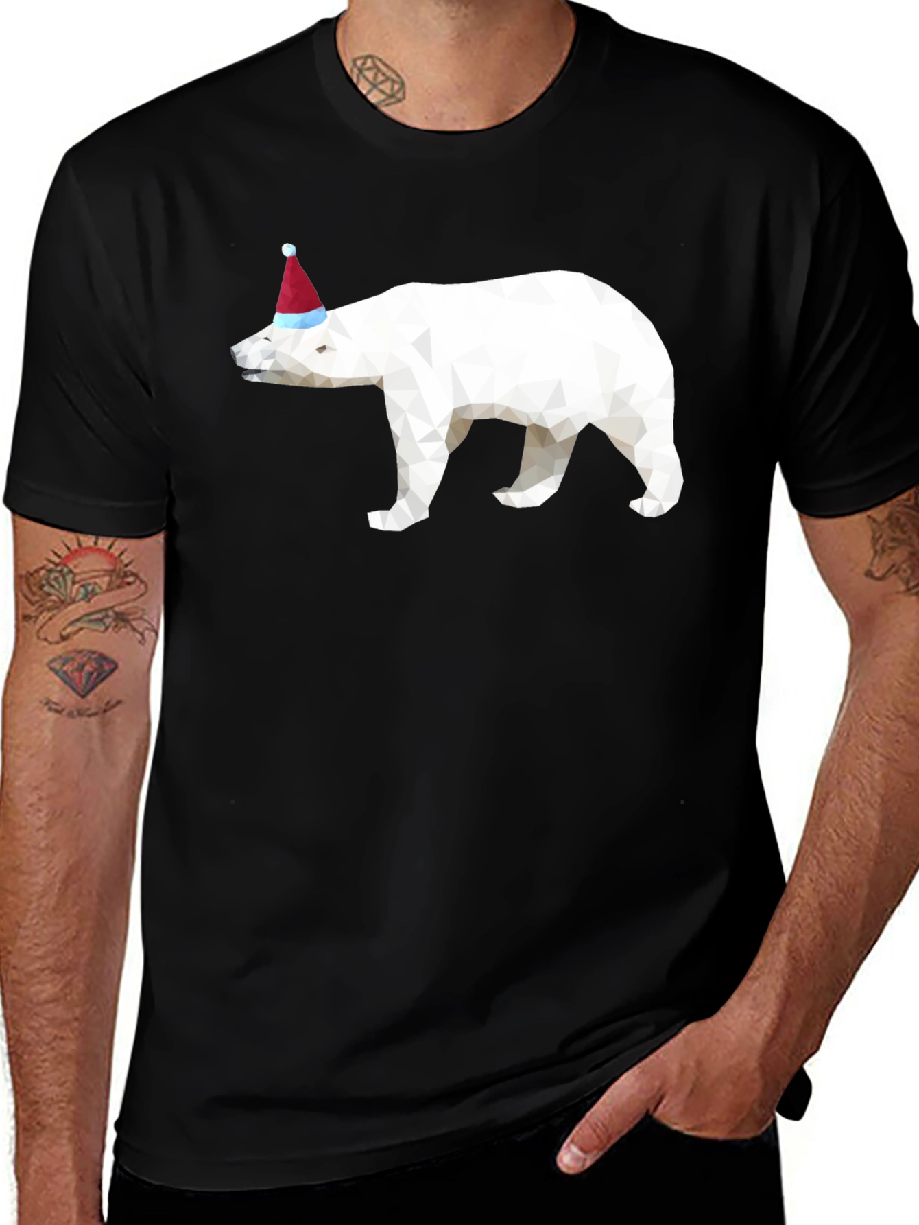 Geometric Polar Bear Christmas T-Shirt