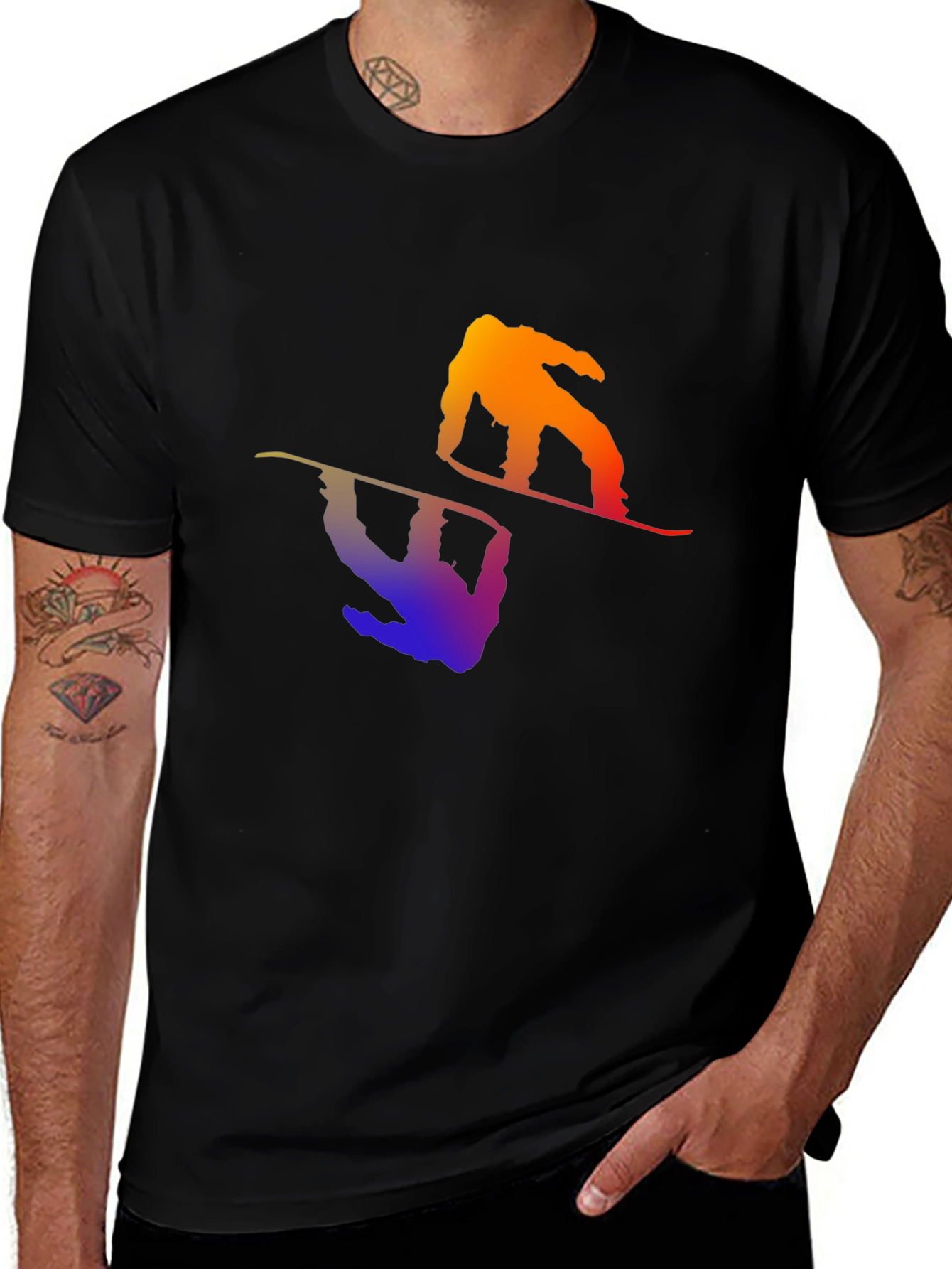 Gradient Snowboarder Graphic Tee - Stylish & Unique