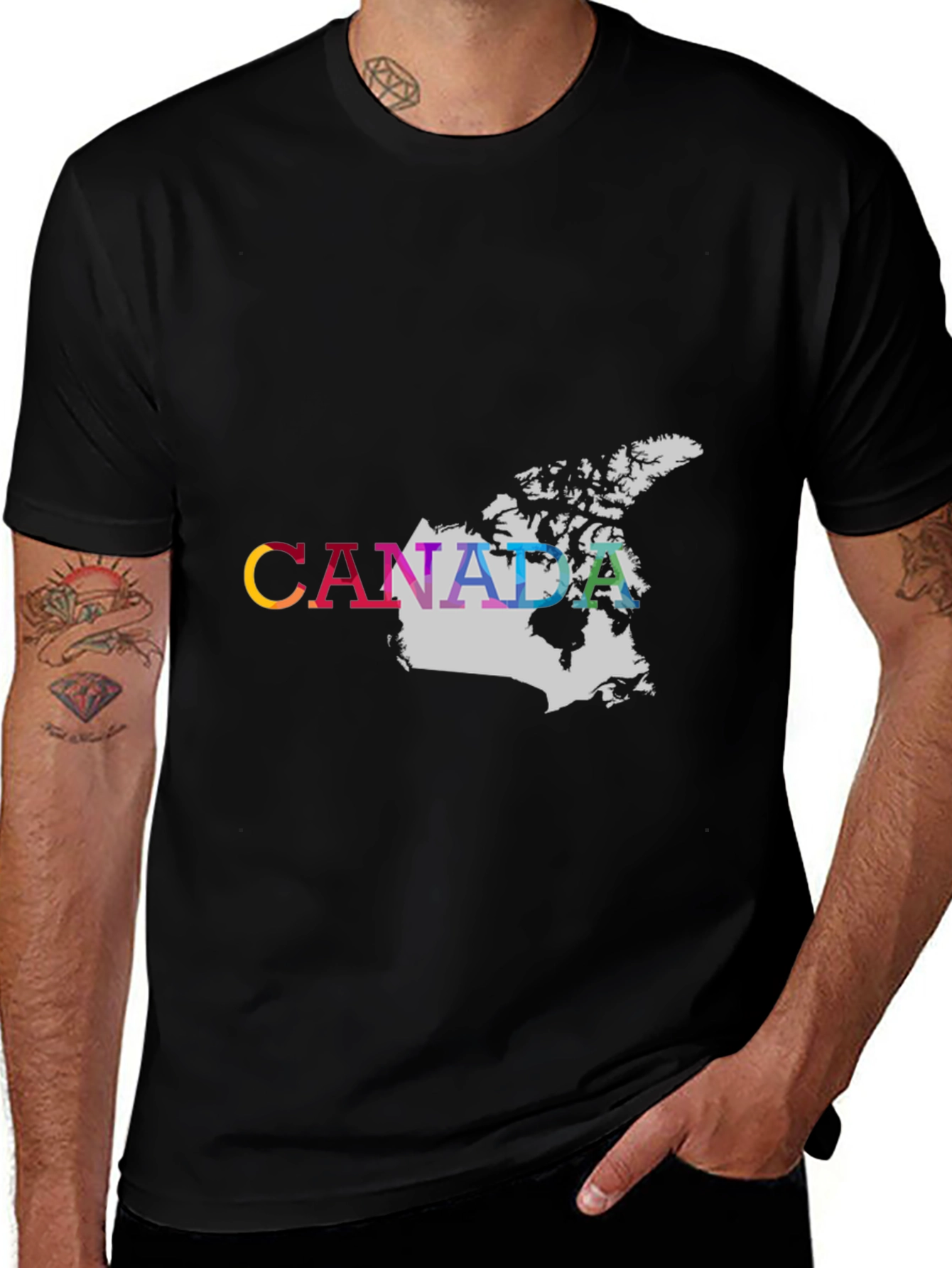Canada Map Pride T-Shirt - Black Graphic Tee