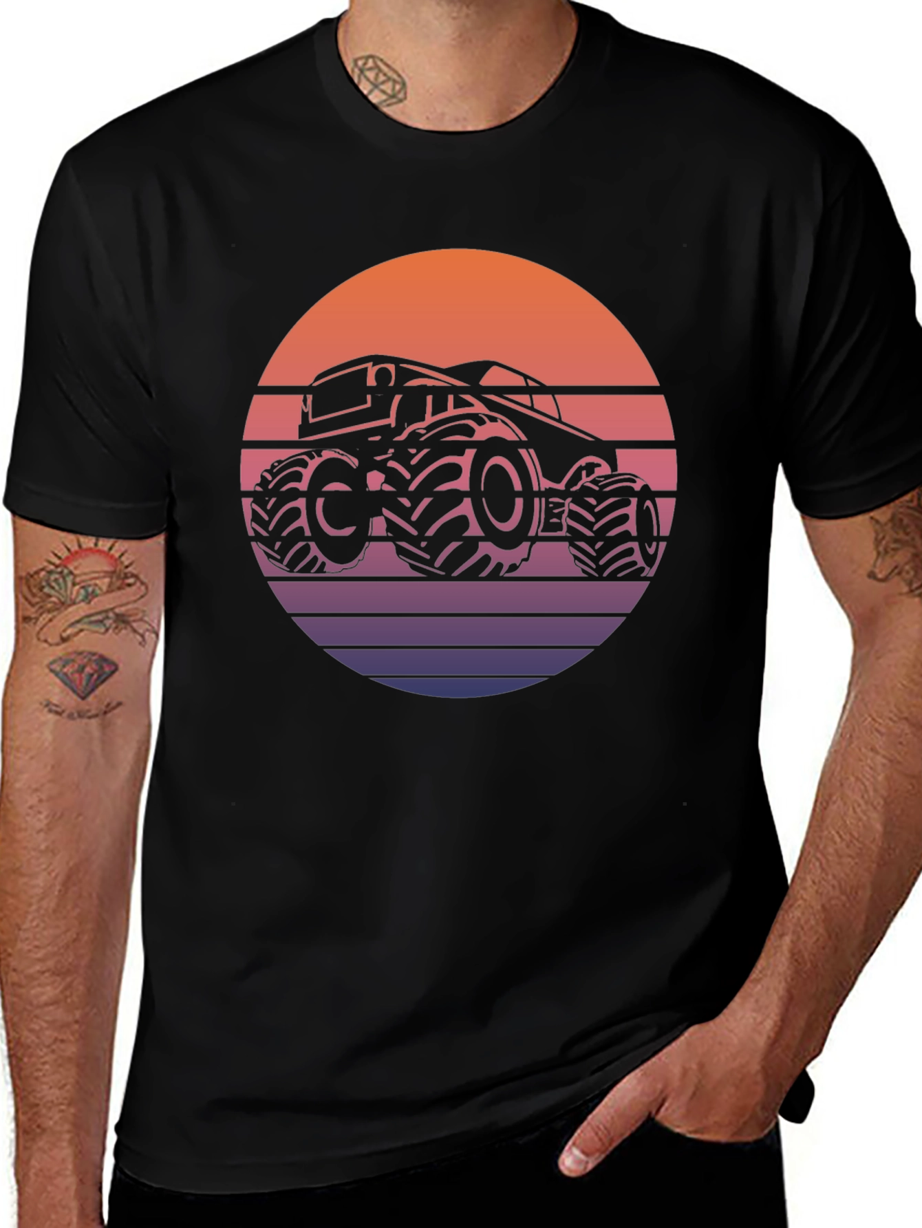 Variant 21 of Retro Monster Truck Sunset Graphic T-Shirt