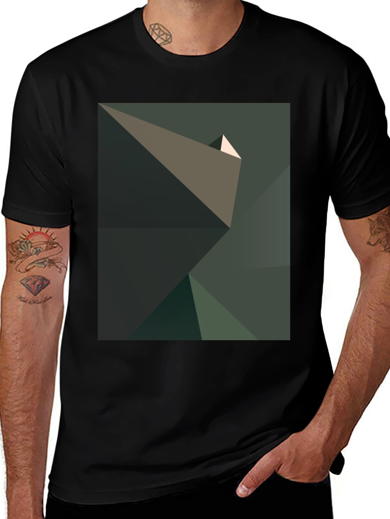 Variant 17 of Abstract Geometric Graphic Print Black T-Shirt