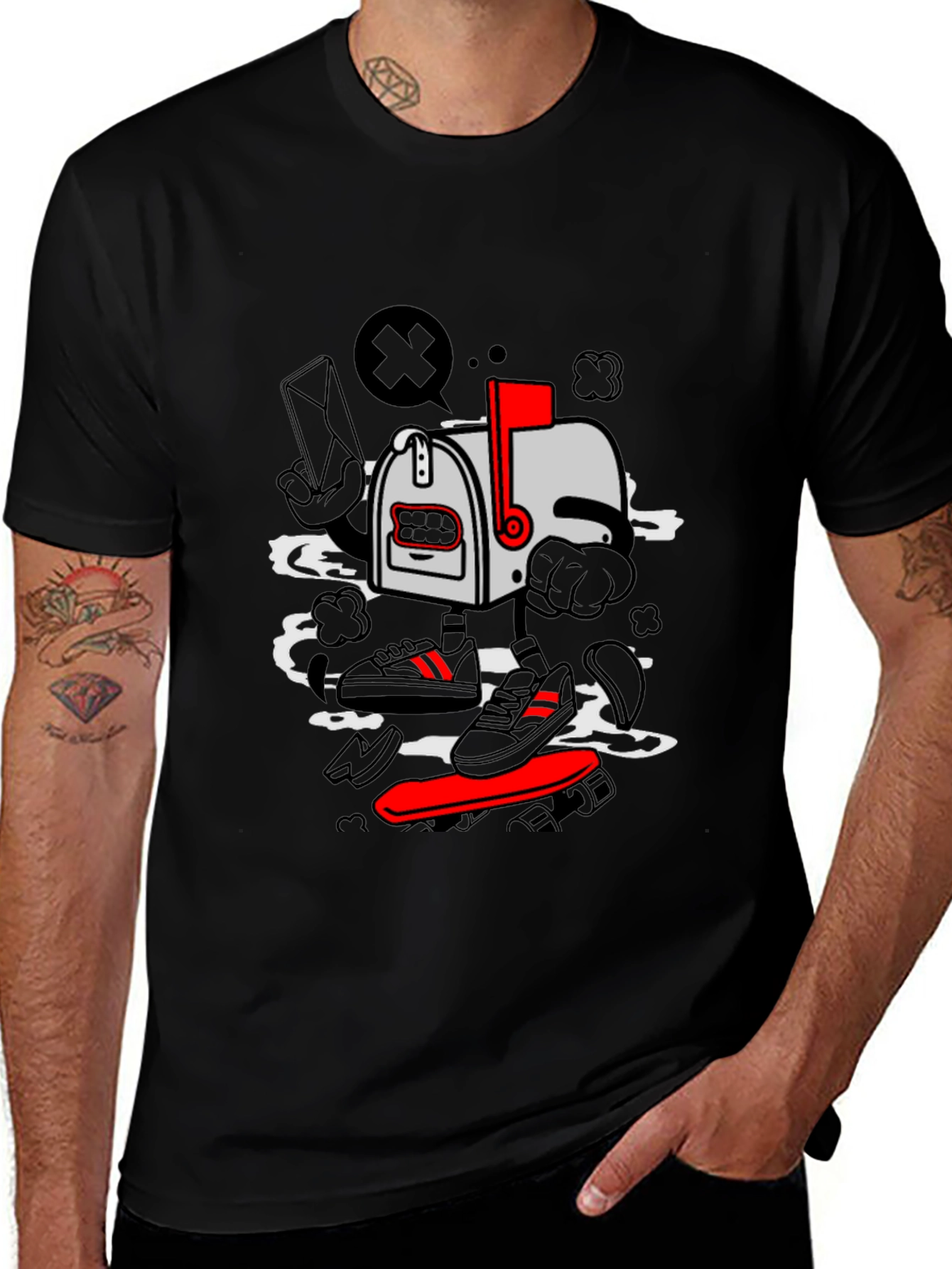 Variant 27 of Cartoon Mailbox Skateboard Graphic T-Shirt