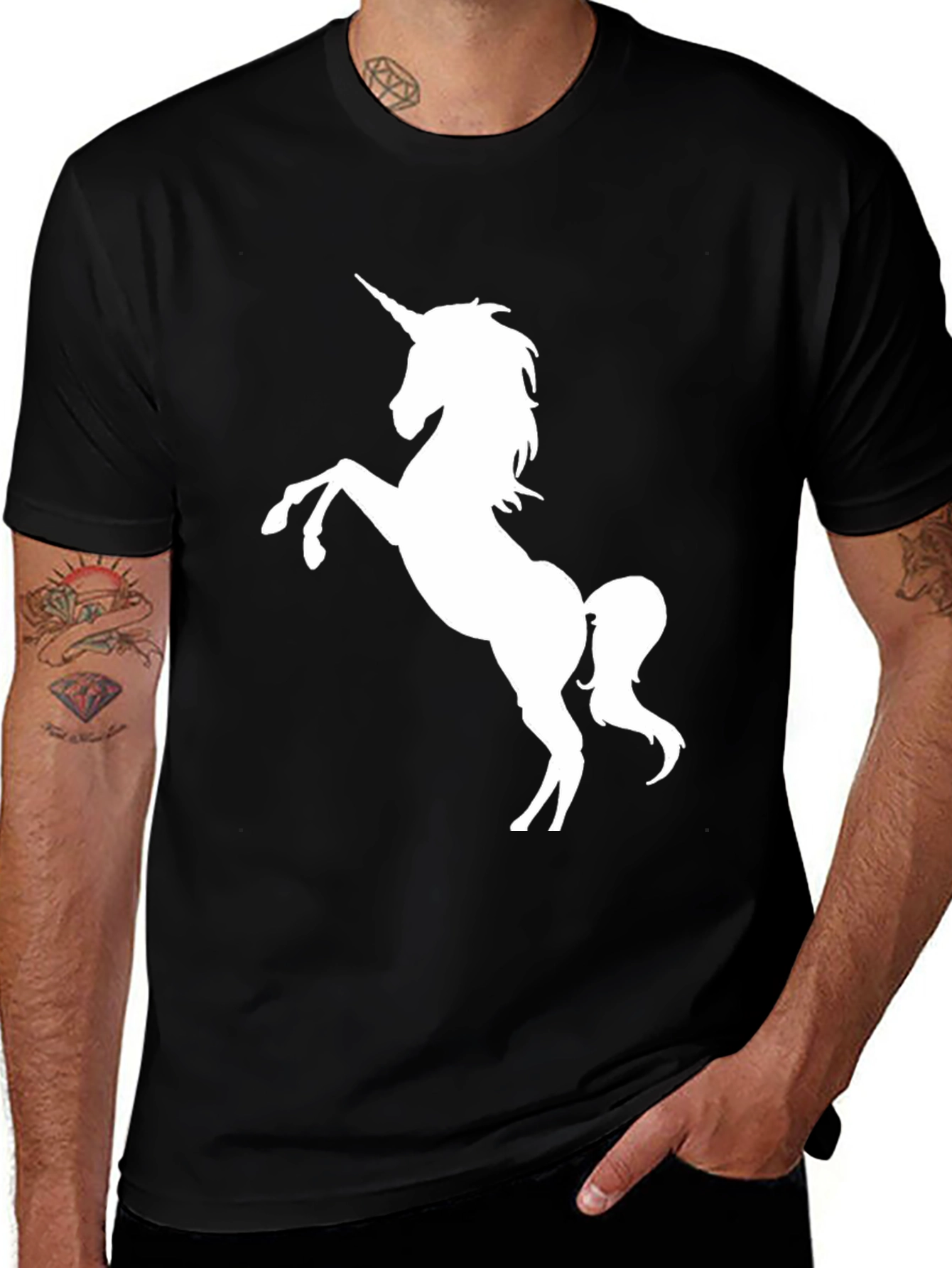 Variant 14 of Black Tee Shirt With Unicorn Graphic