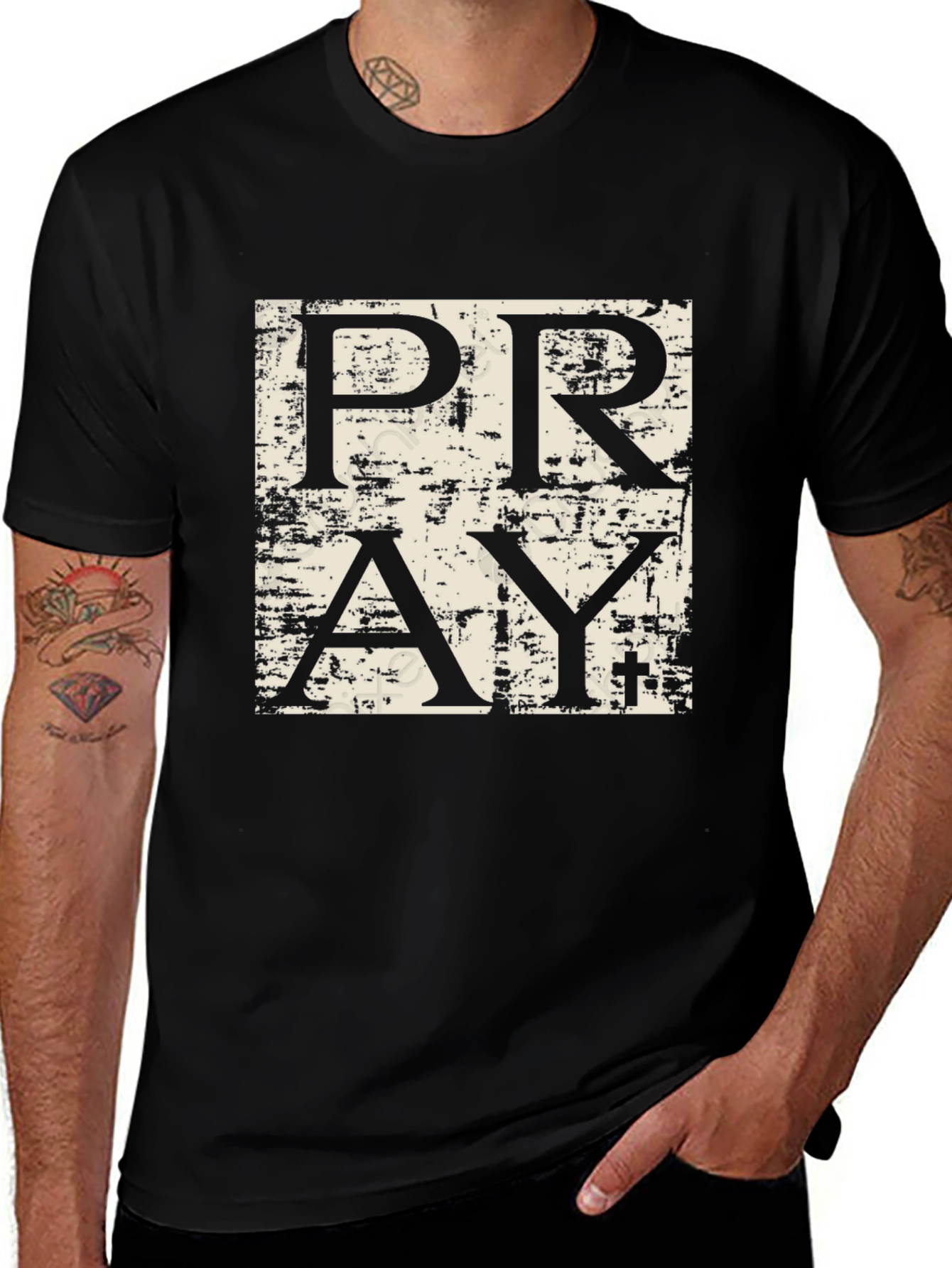Variant 23 of Pray Graphic Tee - Black Cotton Casual T-Shirt
