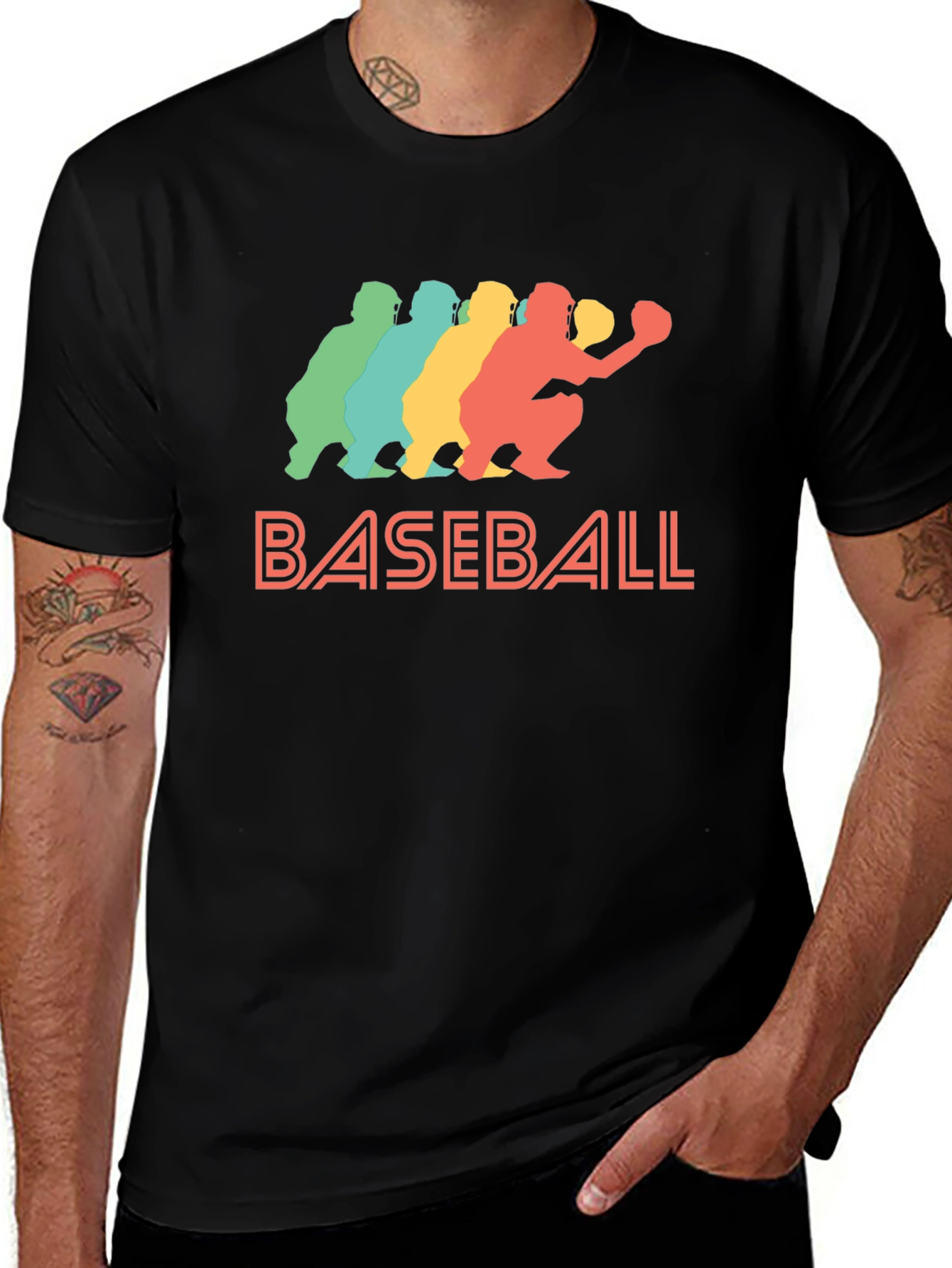 Variant 28 of Retro Baseball Catcher Graphic Tee
