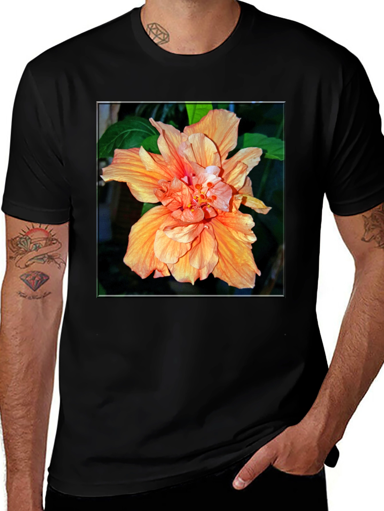 Variant 3 of Floral Print Black T-Shirt