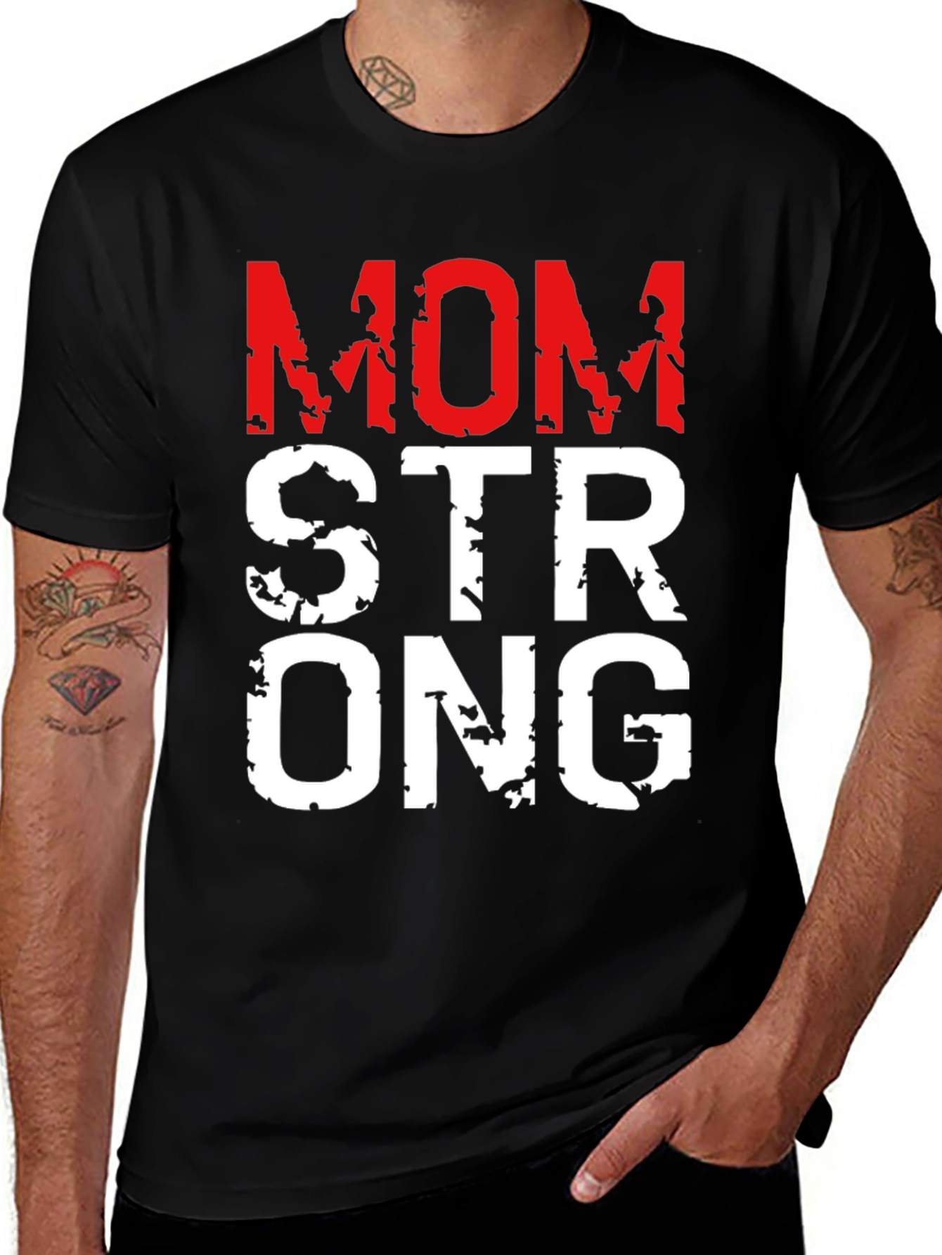 Mom Strong Graphic Tee - Trendy Fitness Shirt