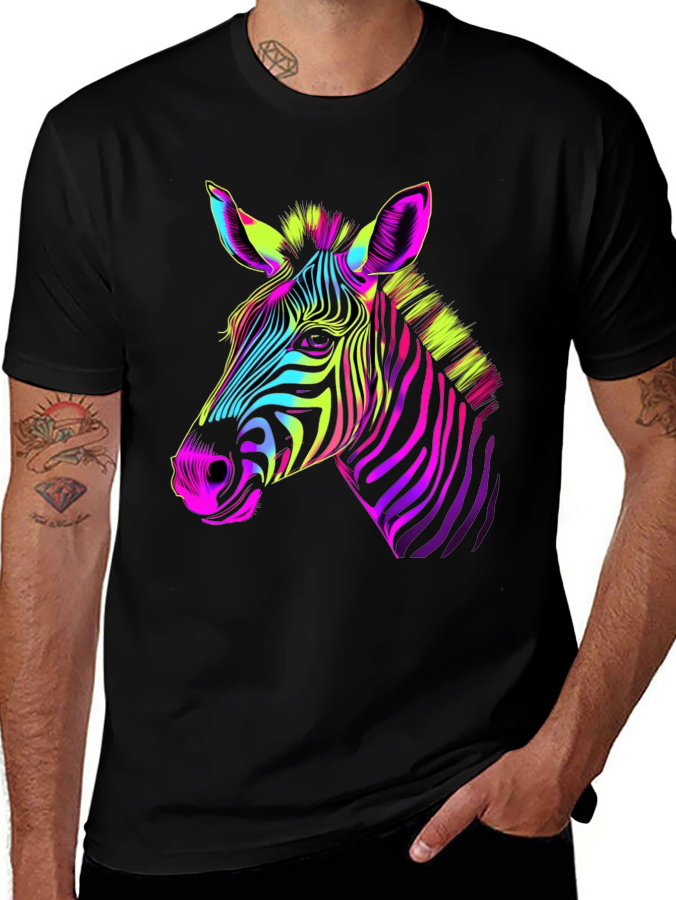 Variant 9 of Vibrant Zebra Graphic Black T-Shirt