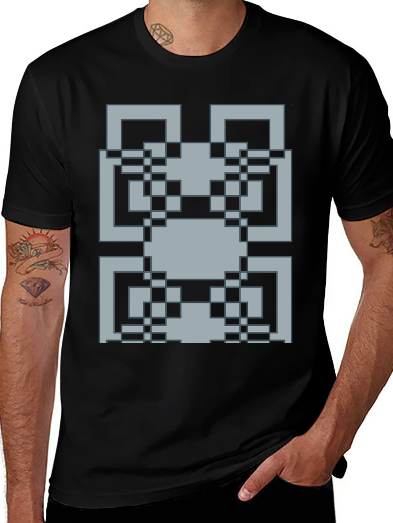 Variant 27 of Pixelated Pattern Graphic Tee - Retro Style