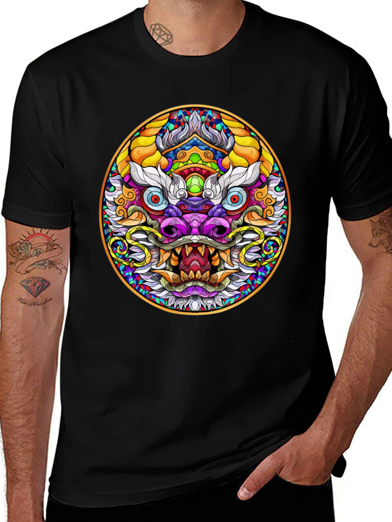 Variant 23 of Dragon Head Graphic Tee - Colorful Dragon Art T-Shirt