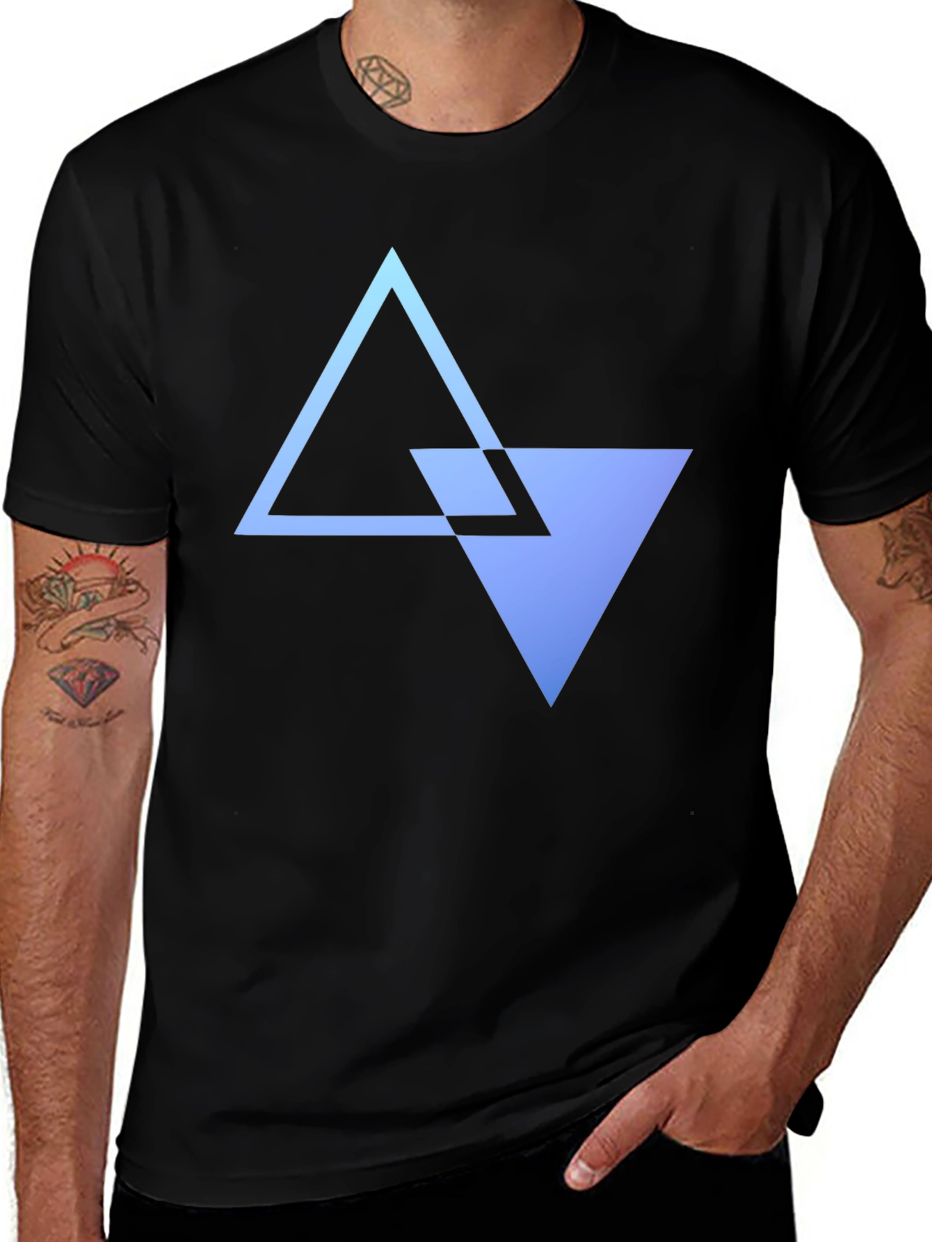 Geometric Triangle Graphic Tee - Modern Black T-Shirt