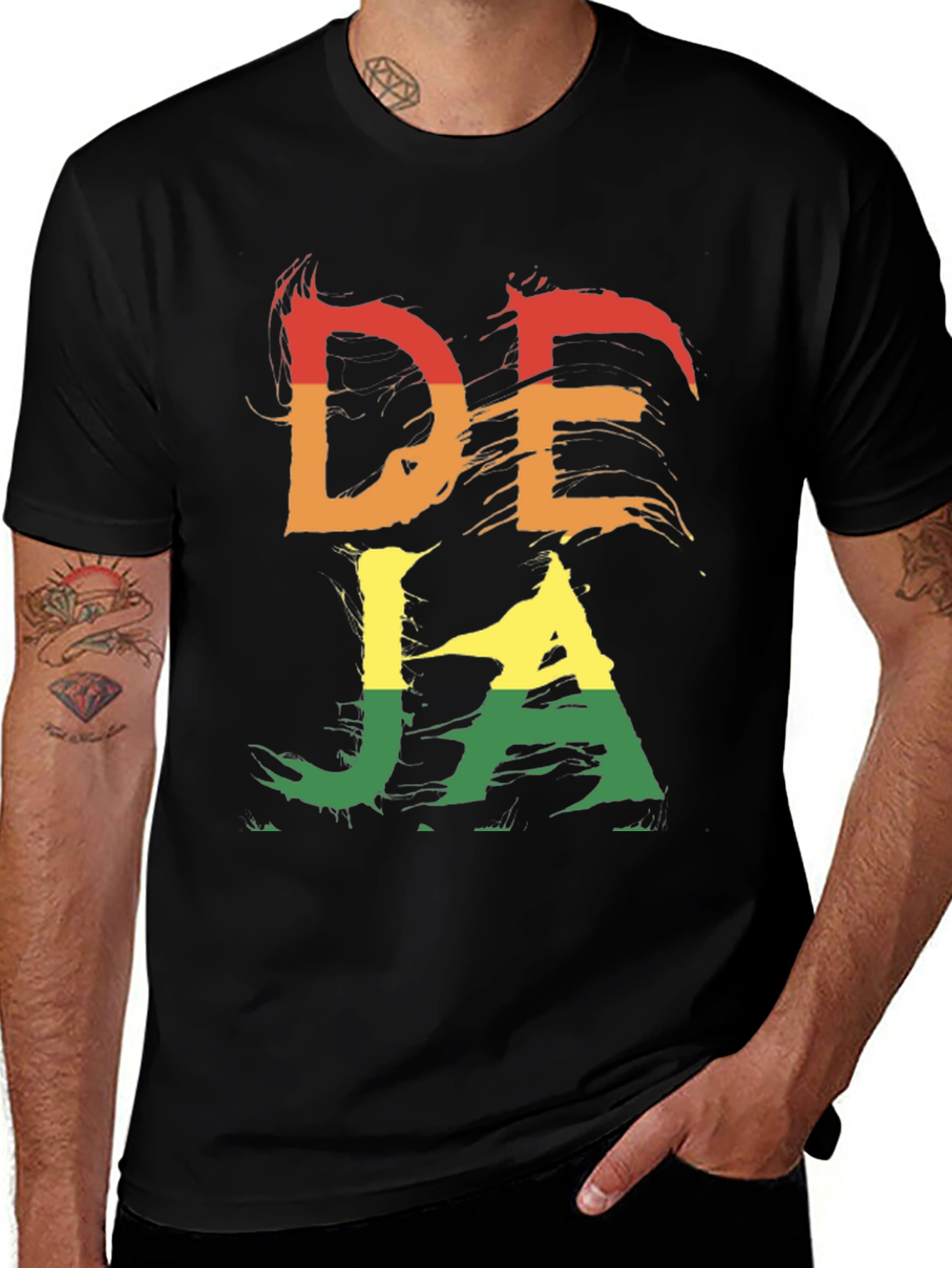 Variant 30 of Rasta Deja Vu Black T-Shirt Reggae Vibes